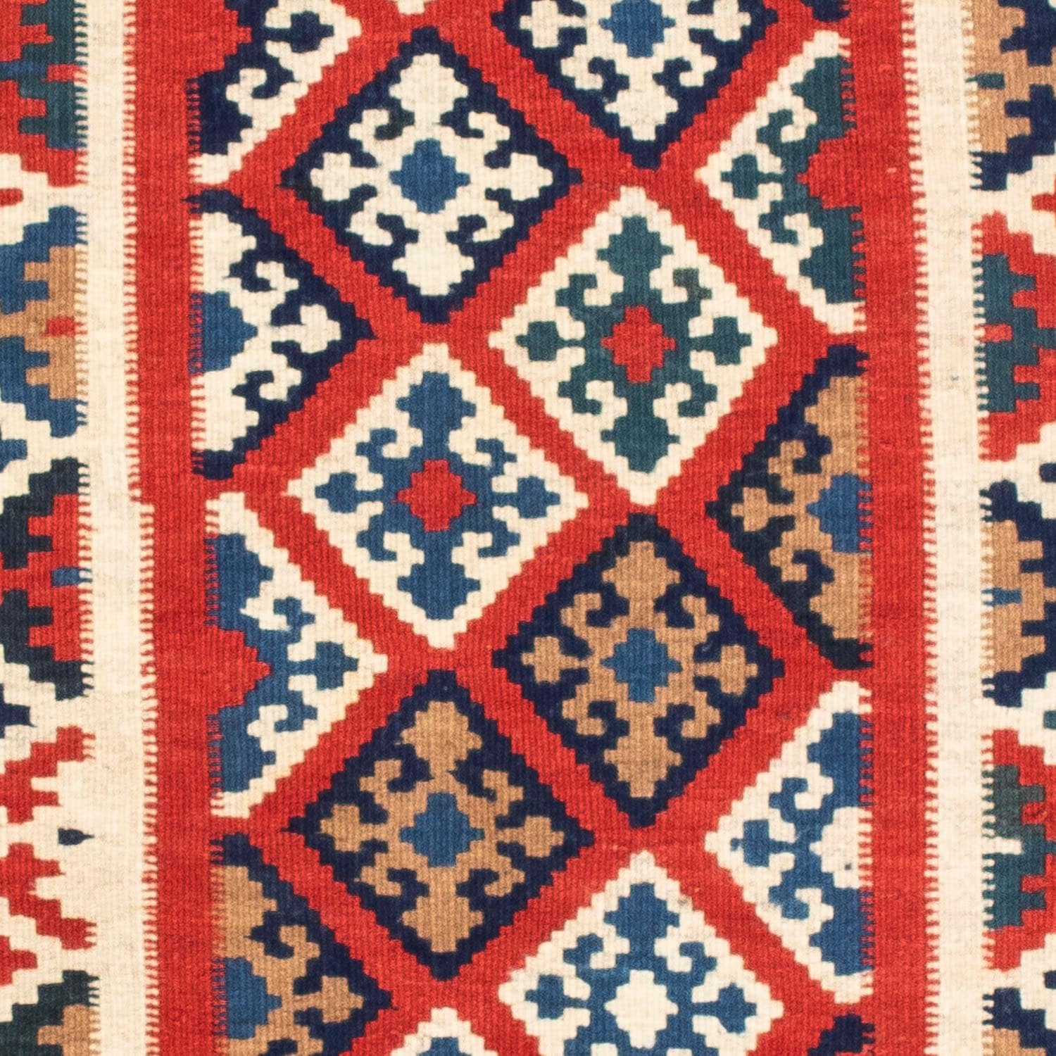 morgenland Wollteppich »Kelim - Oriental quadratisch - 99 x 95 cm - dunkelblau«, quadratisch, Wohnzimmer, Einzelstück