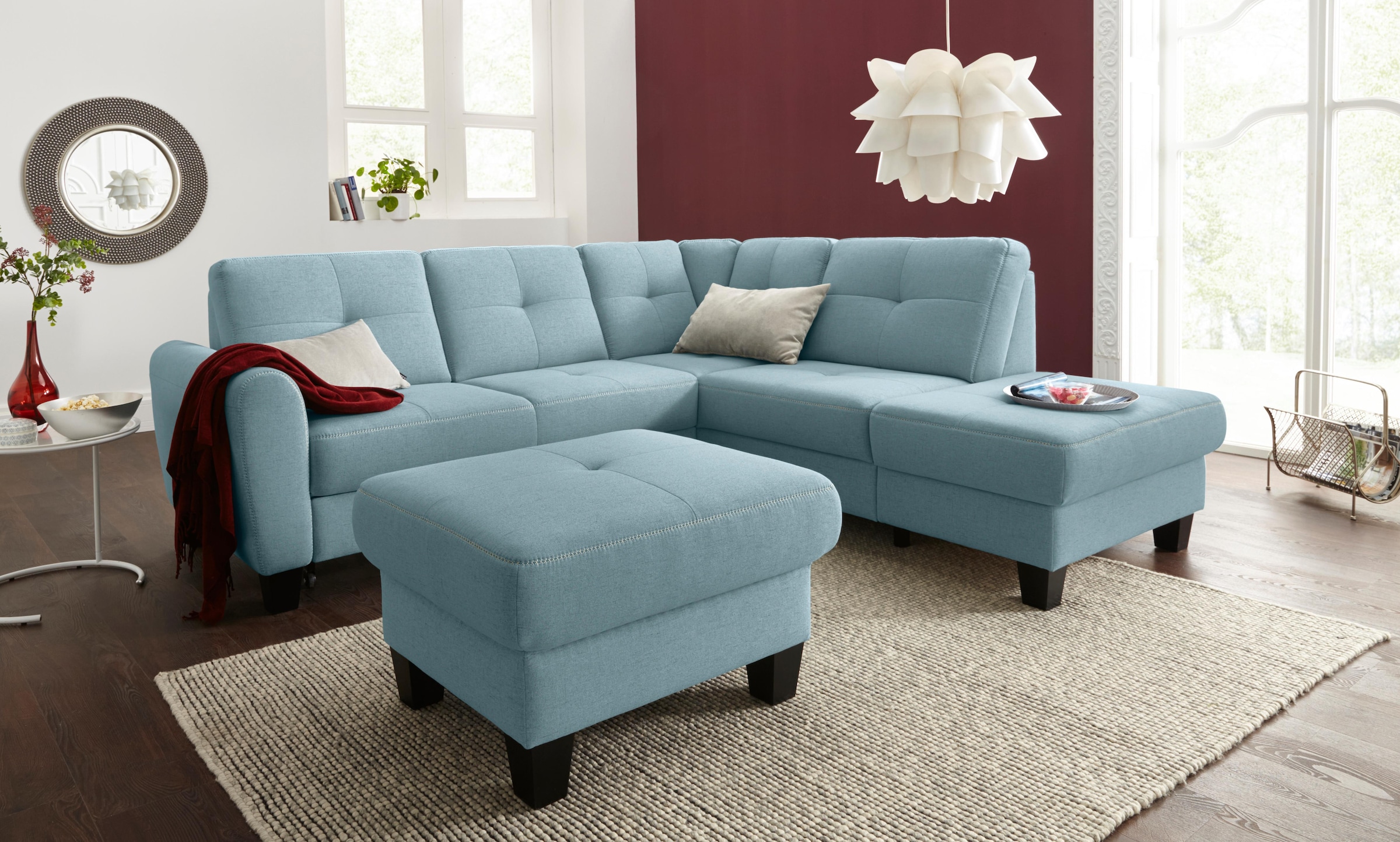 sit&more Ecksofa »Varese L-Form«, mit Federkern, wahlweise mit Bettfunktion und Stauraum