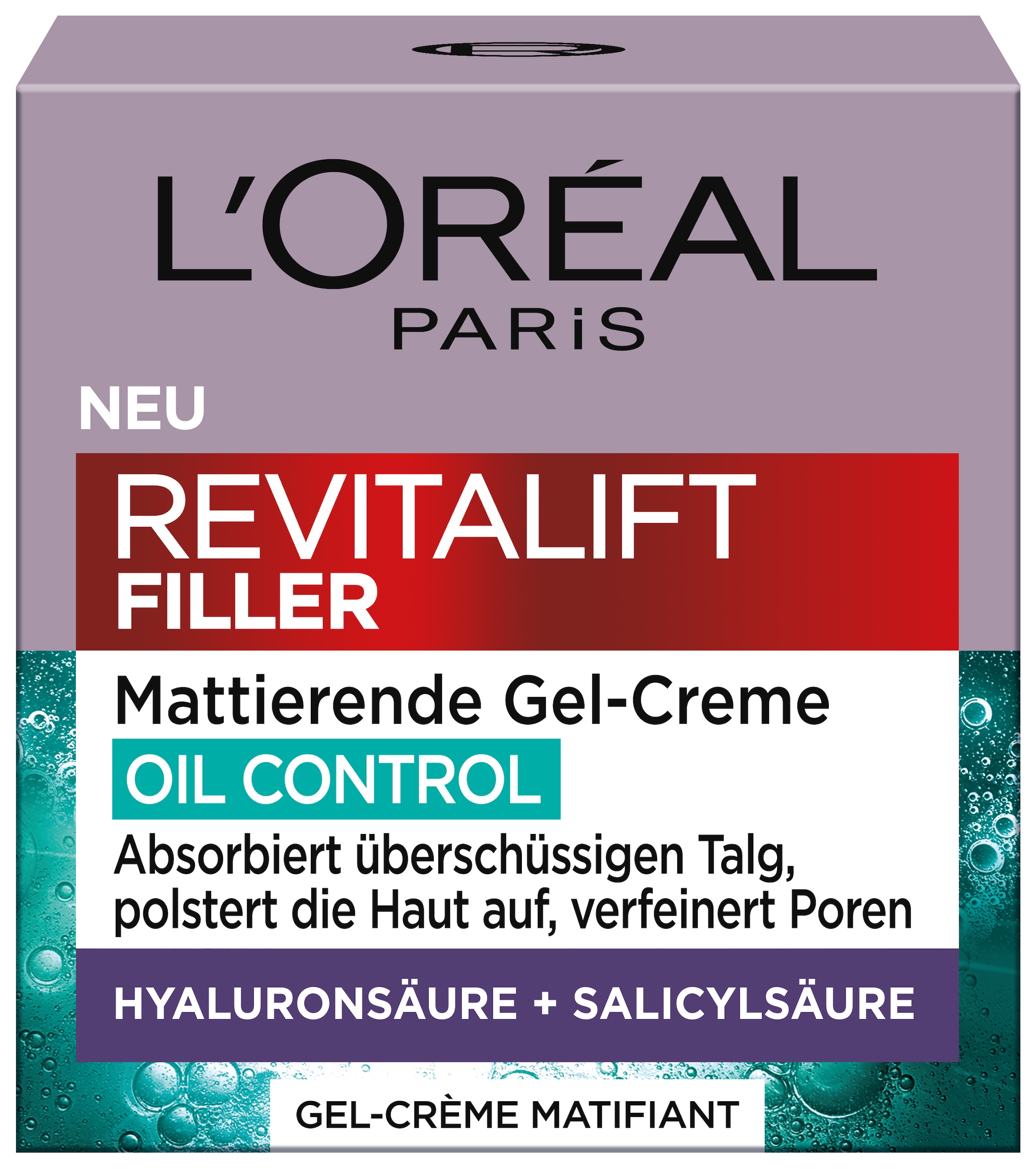 L'ORÉAL PARIS Gesichtsgel »REVITALIFT FILLER MATTIERENDE GEL-CREME OIL CONTROL« mildert erste Anzeichen von Hautalterung bei fettiger Haut.