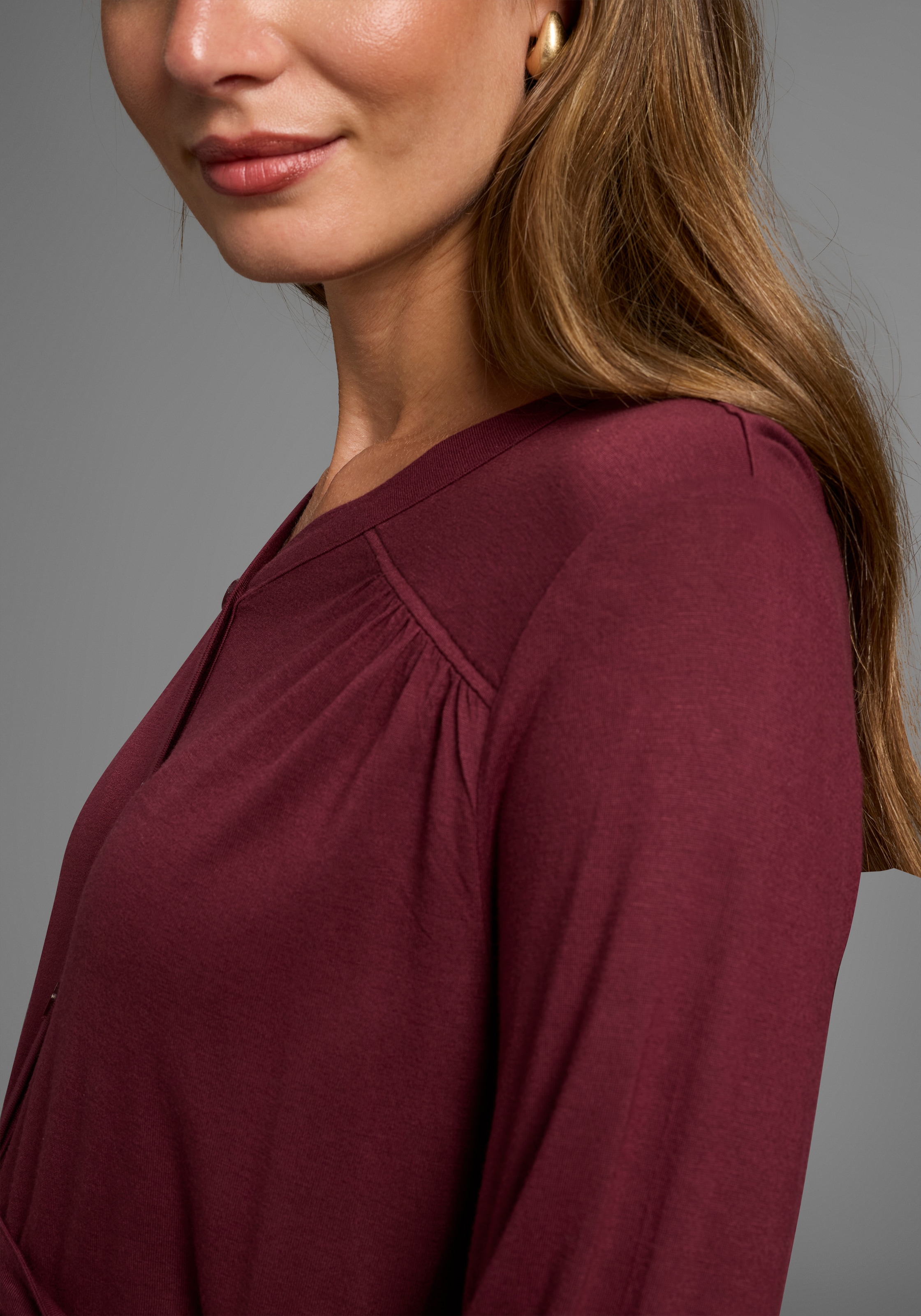 Neun Monate Umstandsshirt »Jersey-Bluse mit Bindegürtel« Viskose Umstands-Bluse praktisch für Schwangerschaft und danach