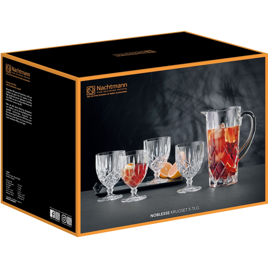 Nachtmann Gläser-Set »Noblesse«, (Set, 5 tlg., Krug: 1190 ml, Ø 12,6cm, H: 23,2 cm; Kelchglas: 350ml, Ø 9cm, H:14cm), 5-teilig, Höhe: Krug 23,2cm, Kelchglas 14cm