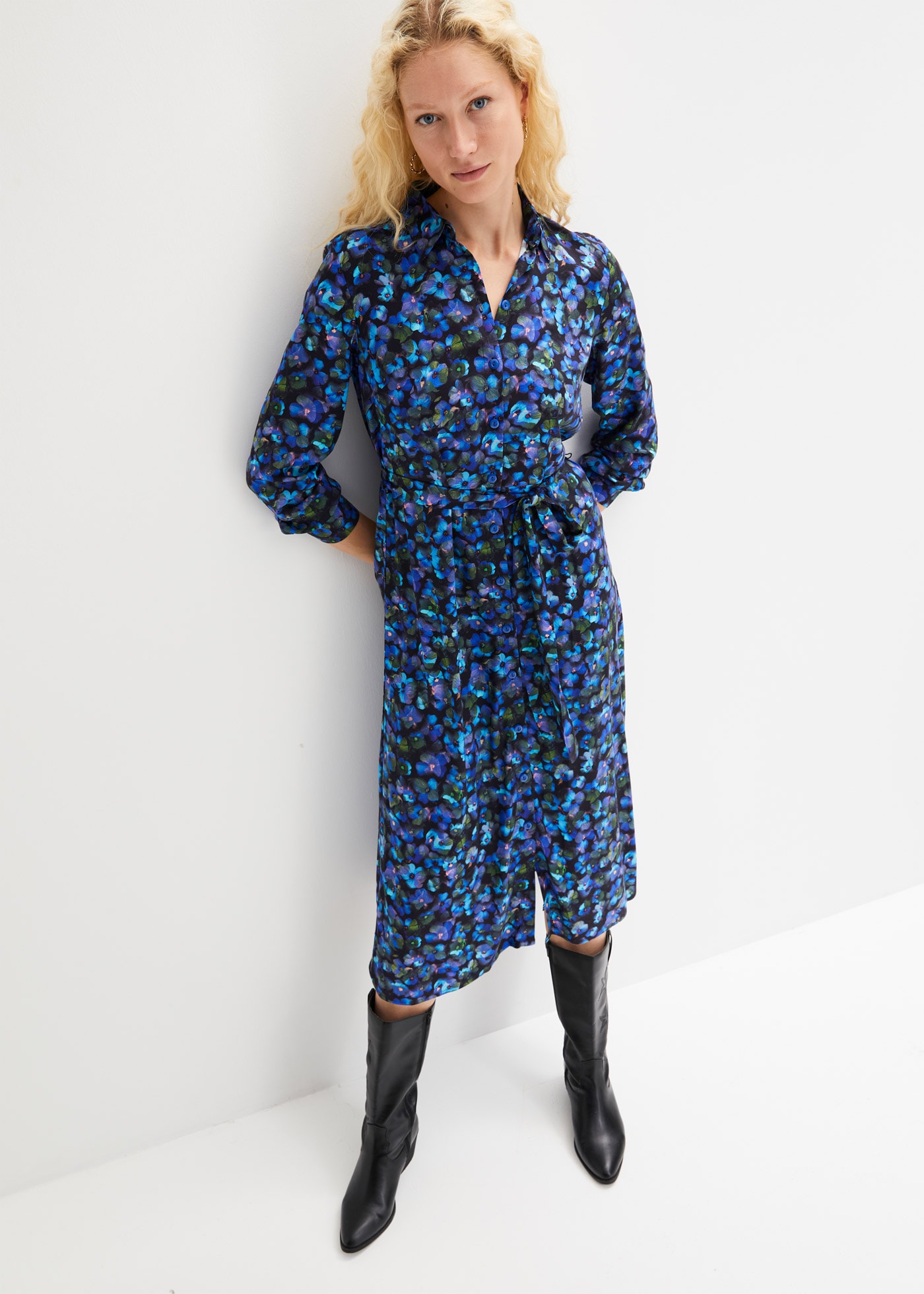 bonprix Hemdblusenkleid »Hemdblusenkleid aus reiner Viskose« Hemdblusenkleid aus reiner Viskose