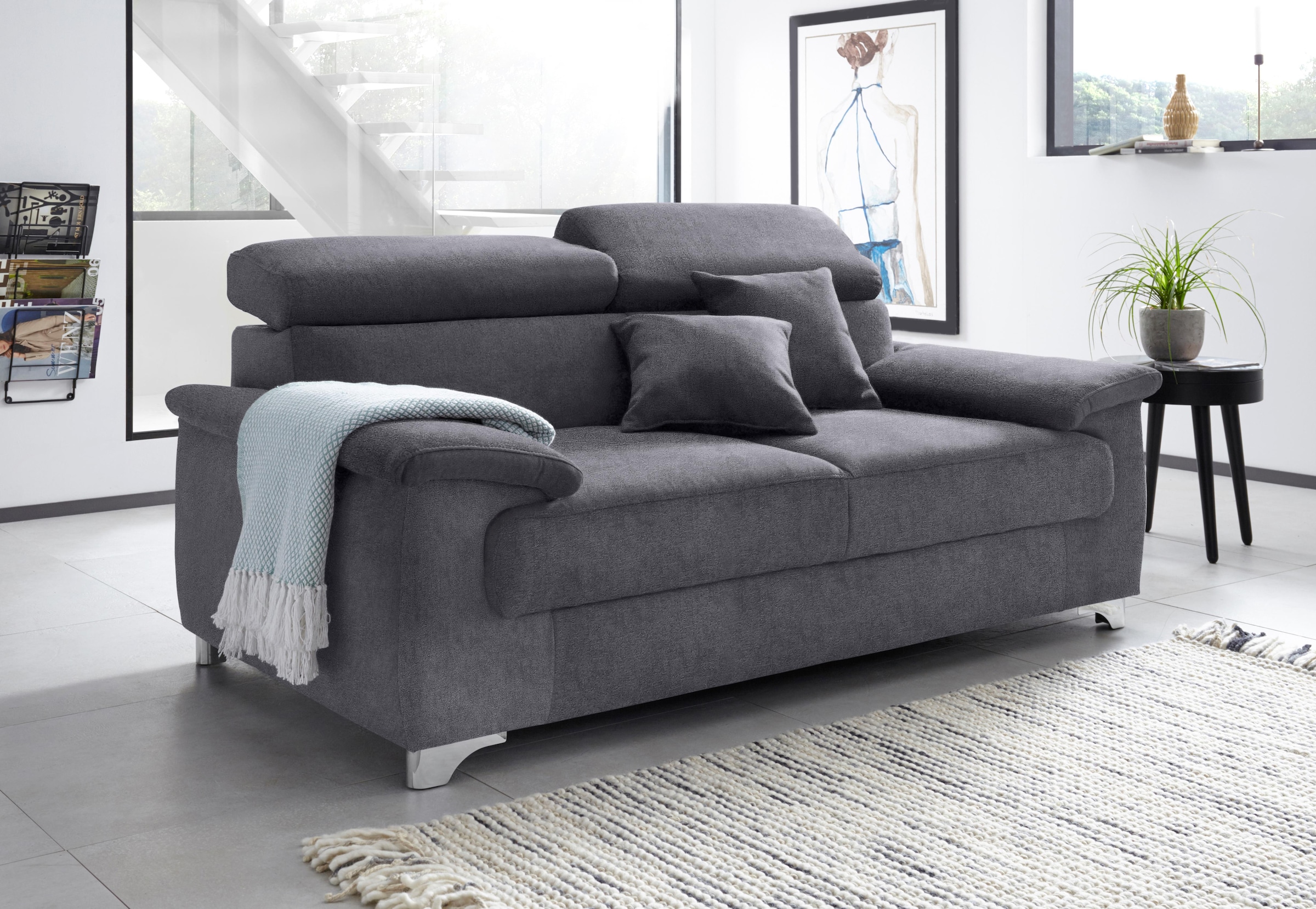 DOMO collection 2-Sitzer »Mira inklusive Kopfteilverstellung für mehr Wohlfühlkomfort«, elegant und modern, komfortabel, frei im Raum stellbar