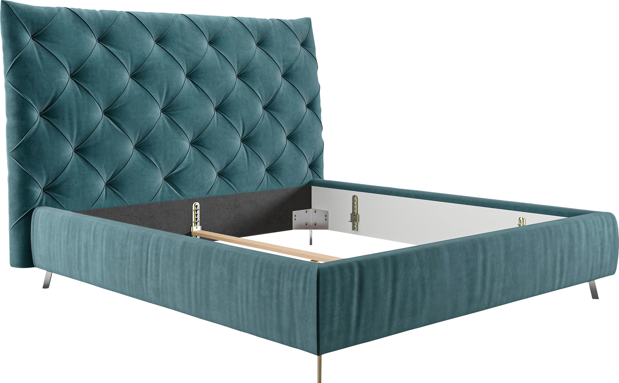 PLACES OF STYLE Polsterbett »Elloree, in 4 Breiten, hinten mit Originalstoff bezogen, auch in Leder« Kopfteilhöhe 143cm, belastbar bis 280 kg, auch in Überlänge 220cm