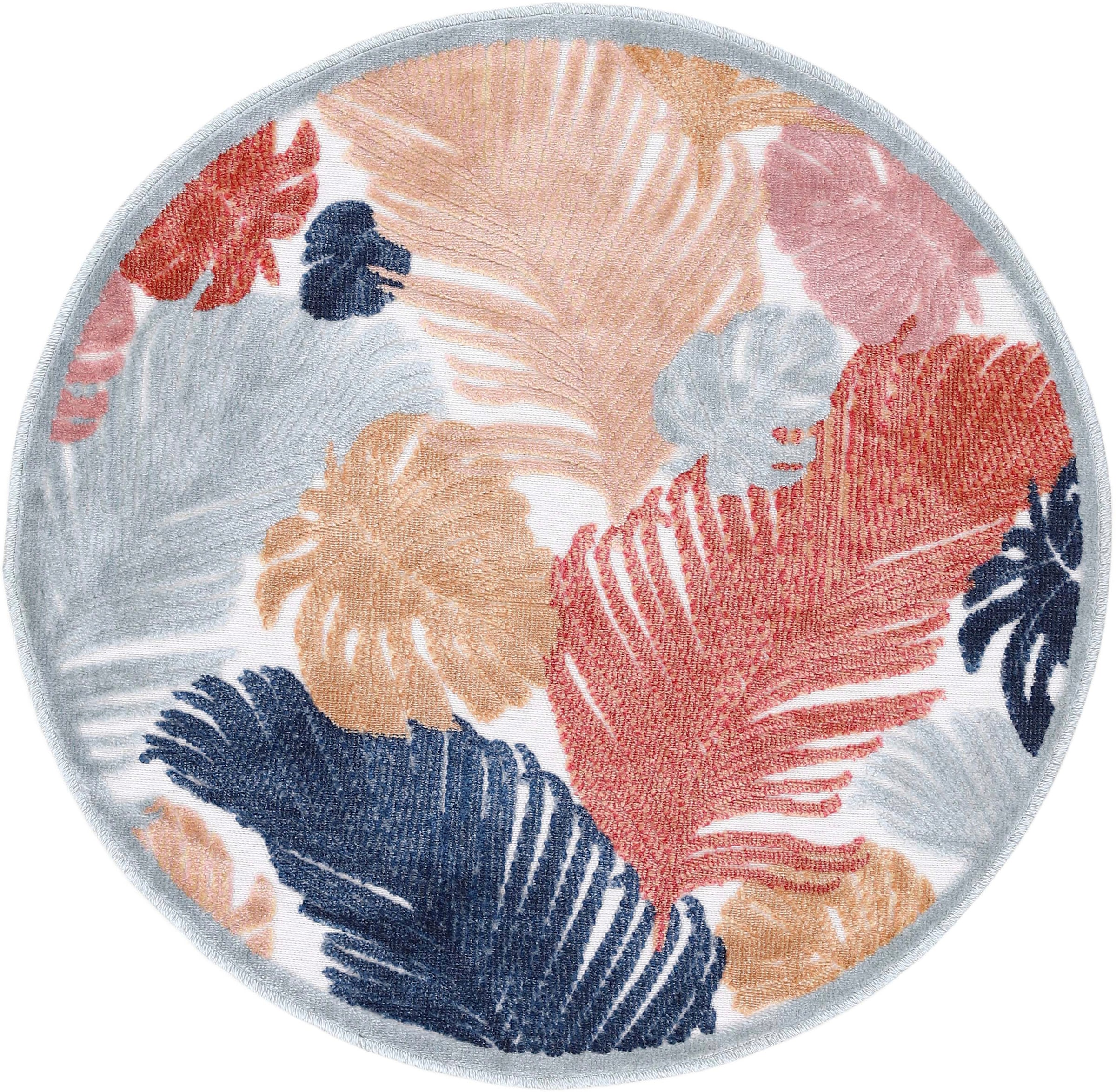 robustes Effekt Motiv- Teppich Floral bei carpetfine »Deja Hoch-Tief OTTO Palmenblätter, rund, Flachgewebe, 104«,