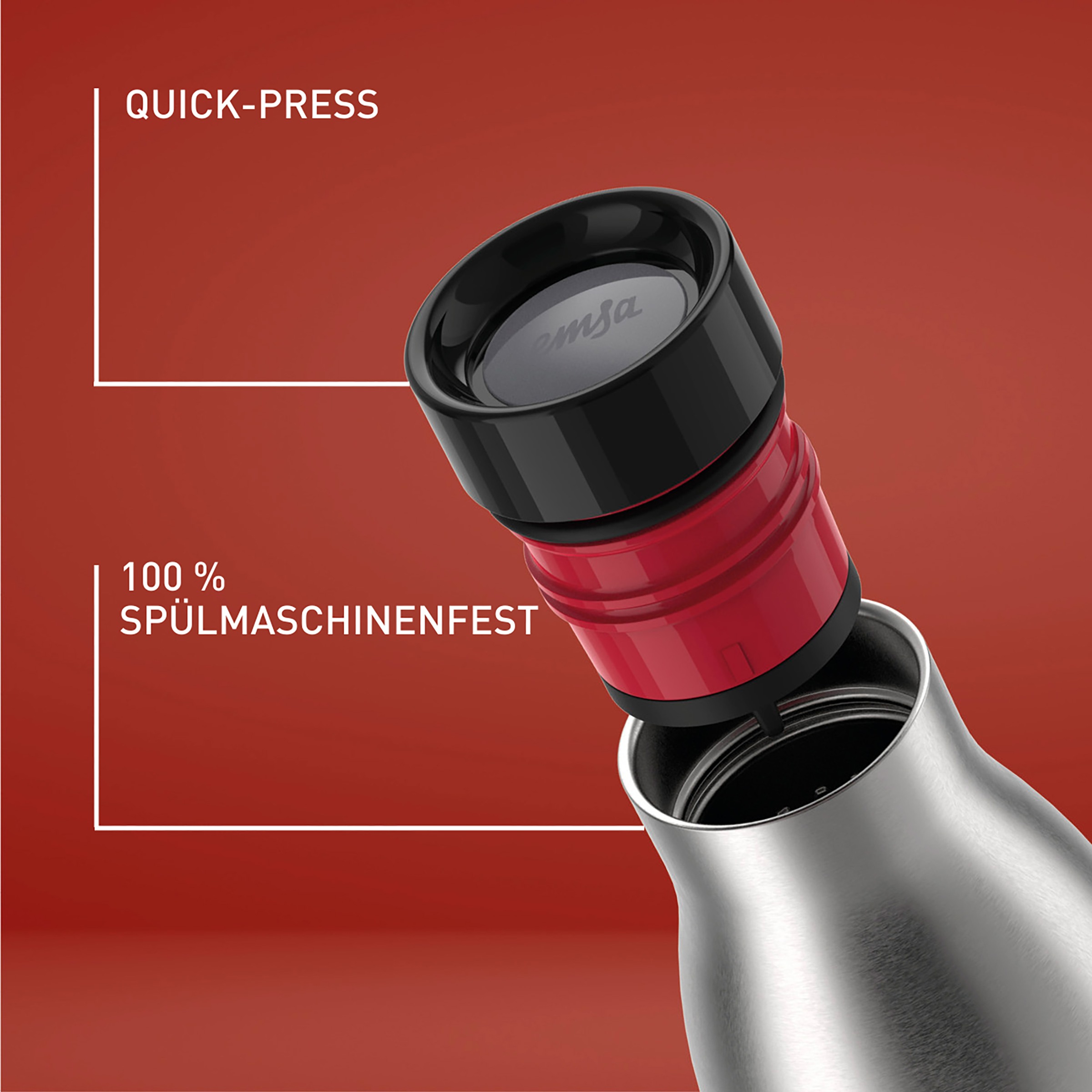 Emsa Isolierflasche »Bludrop Sleeve«, (1 tlg.), 0,7 Liter, Silikonmanschette, 360°-Trinköffnung, 24 h kalt, 12 h warm