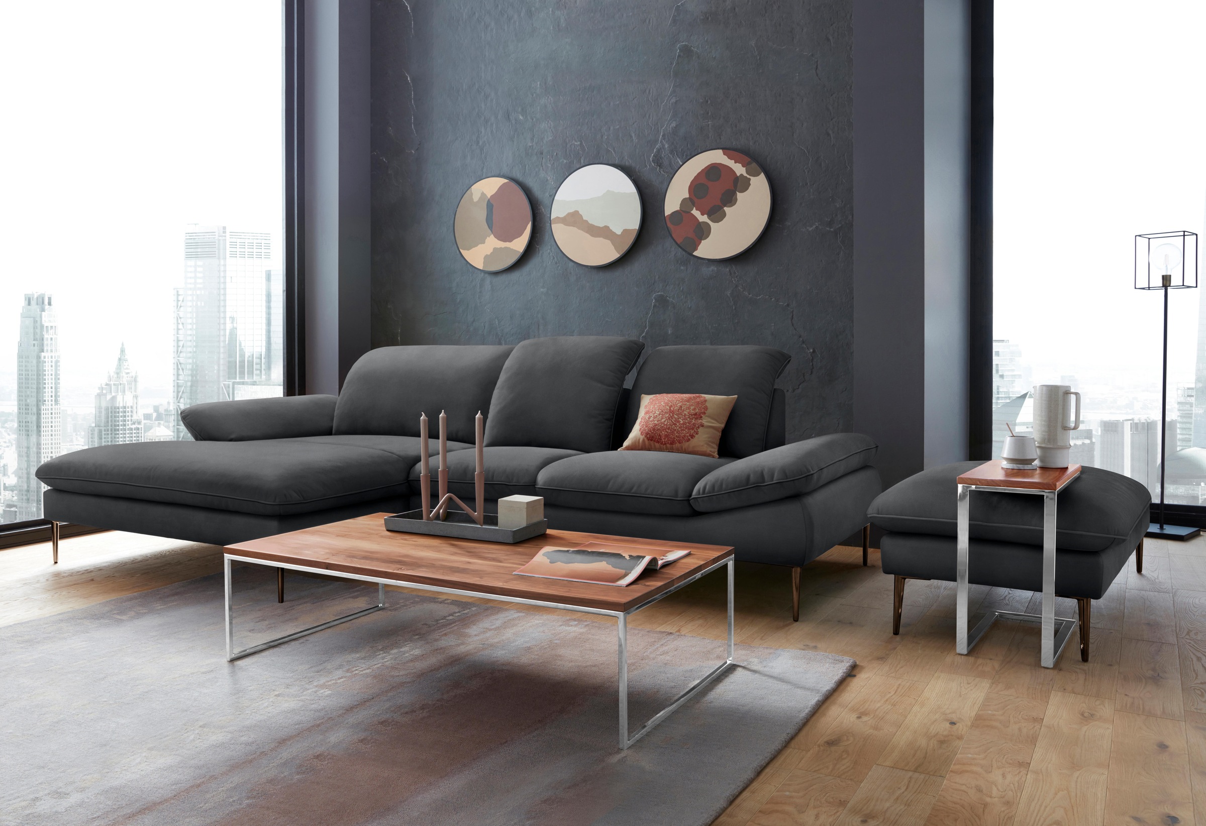 W.SCHILLIG Hocker »enjoy&MORE«, Füße bronze pulverbeschichtet, Breite 106 cm
