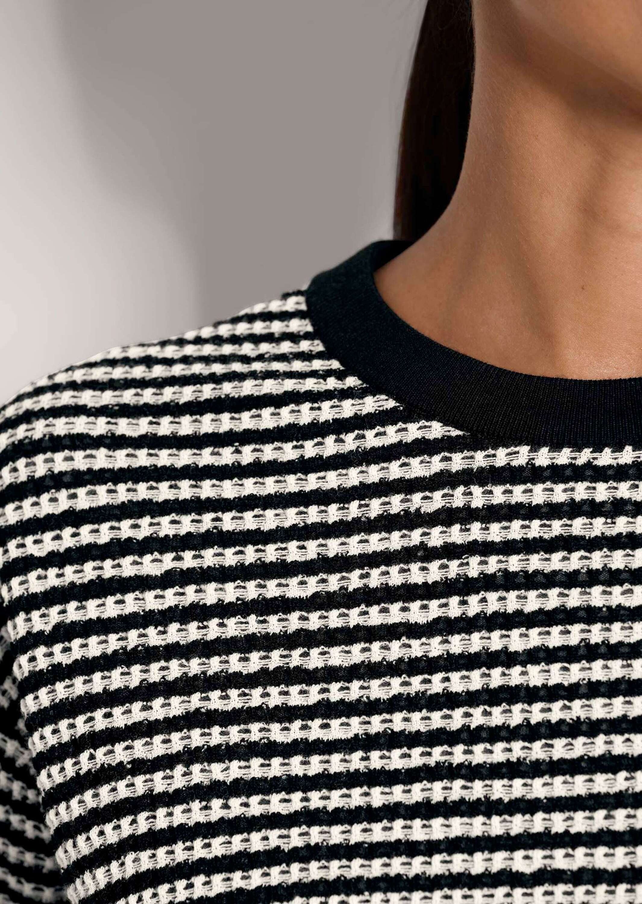 MADELEINE Longpullover »Wollpullover Sommerpullover mit Streifenmuster« Strukturstrick