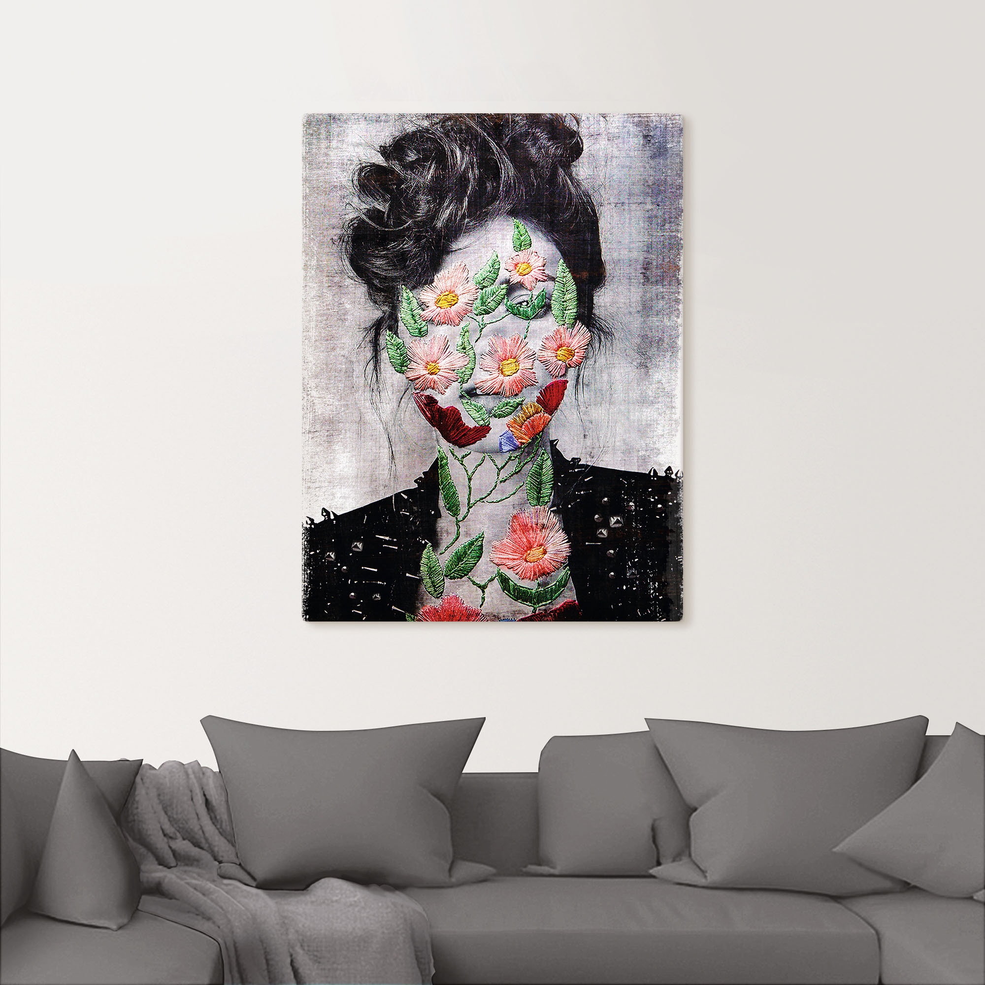 Artland Leinwandbild »Flower Face«, Portrait, (1 St.), auf Keilrahmen gespannt