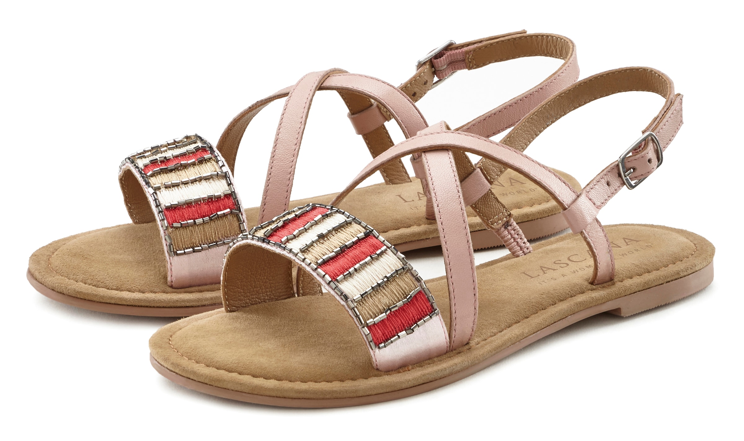 LASCANA Sandale »Sommerschuh«, Sandalette, Sommerschuh aus Leder mit dekorativem Band