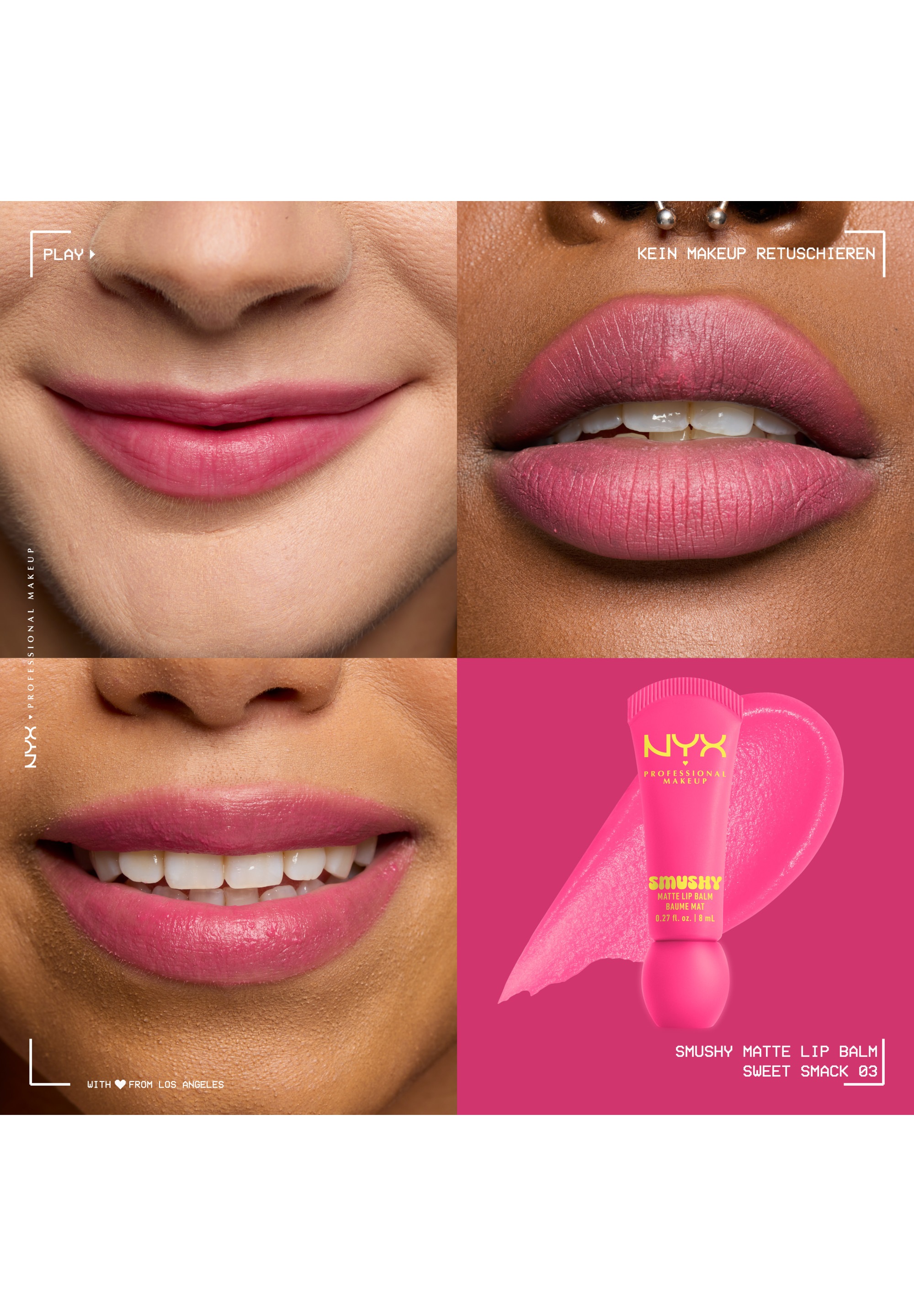 NYX PROFESSIONAL MAKEUP Lippenbalsam »SMUSHY MATTE LIP BALM« jeder der Farbtöne hat einen einzigartigen, süßen Duft