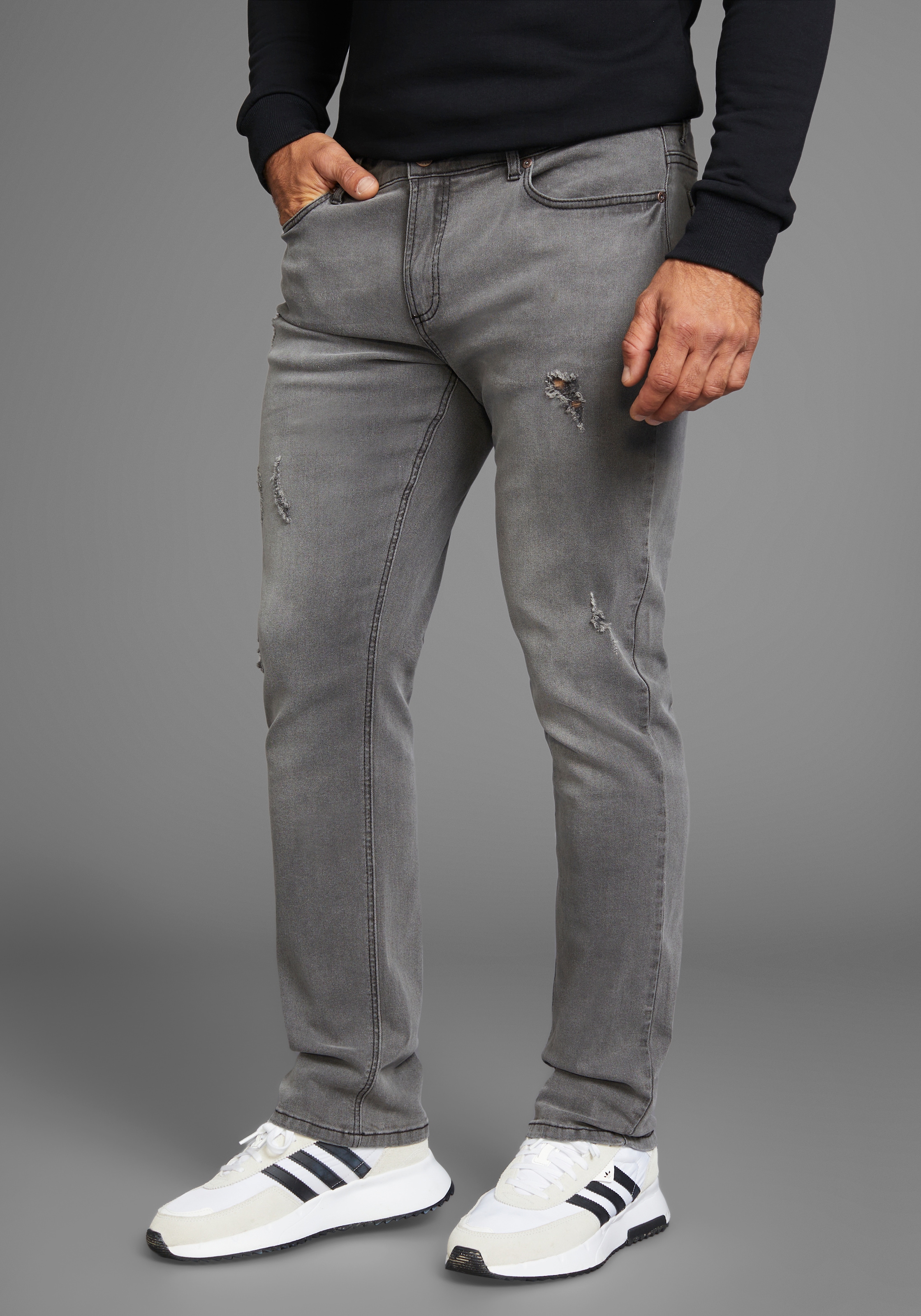 Bruno Banani Straight-Jeans »Hutch«, gerade Beinform, teilweise mit modischen Destroyed-Effekten
