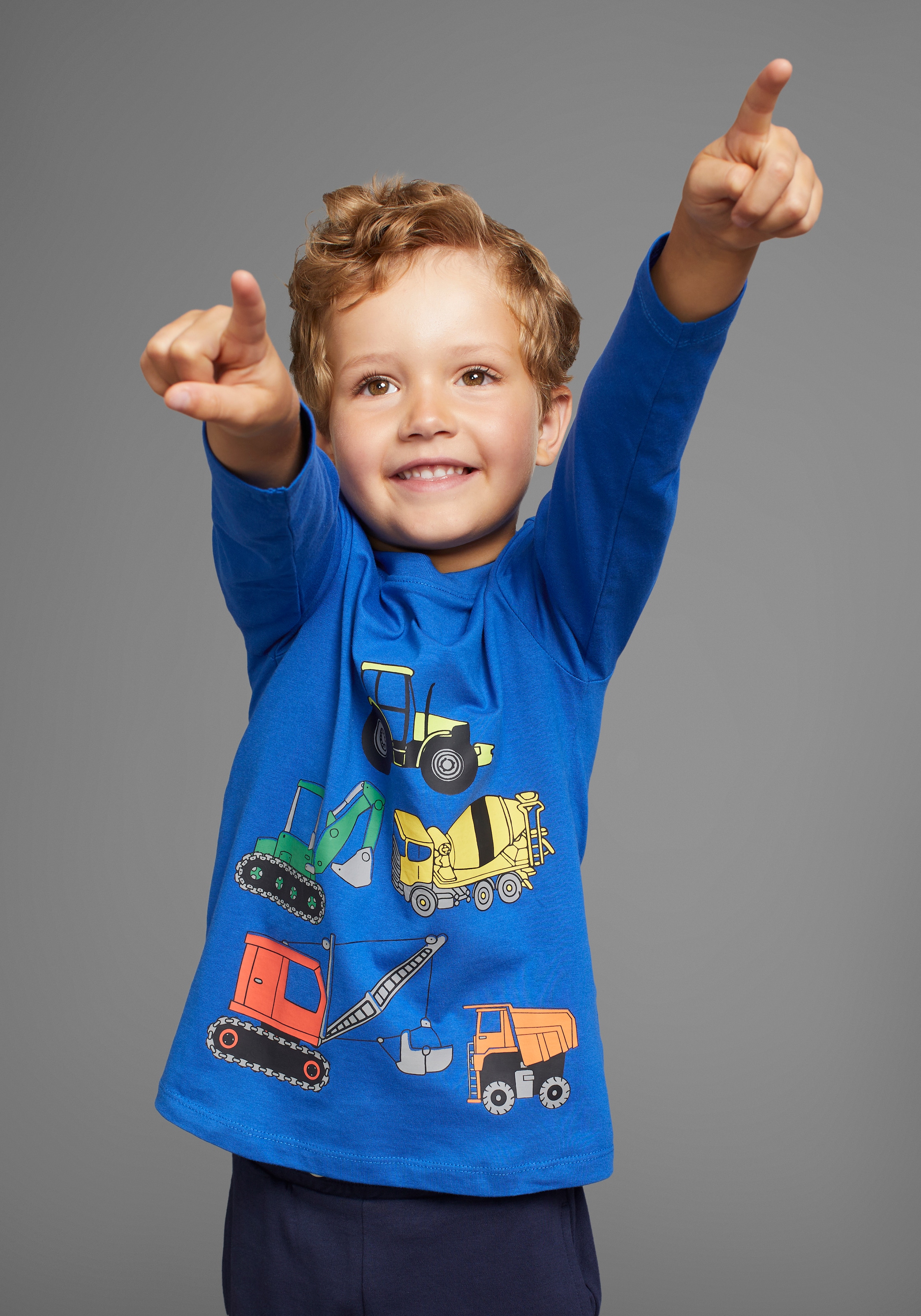 KIDSWORLD Langarmshirt »Bagger«, Baufahrzeuge für kleine Jungs