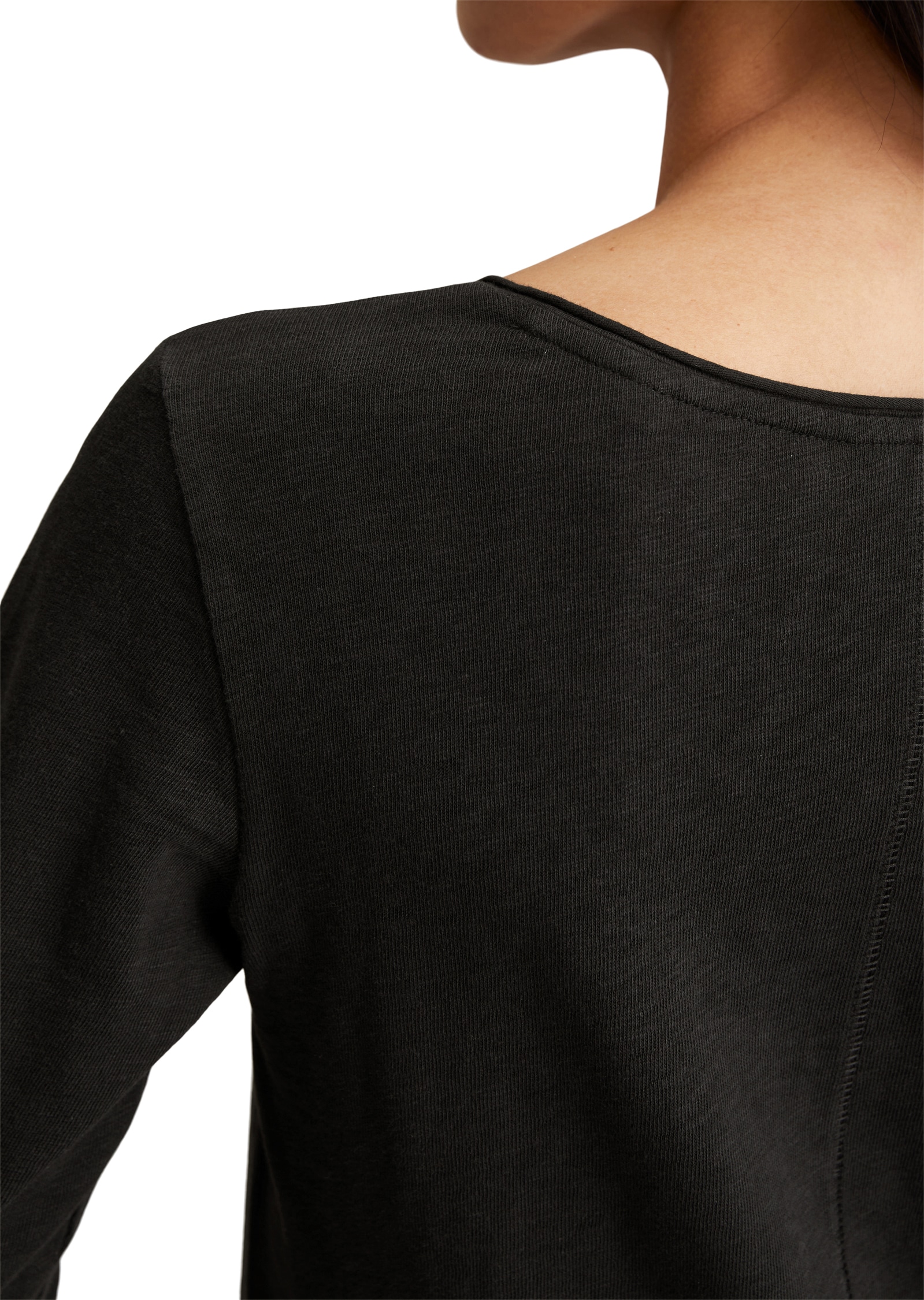 Marc O'Polo DENIM Langarmshirt mit Rollkante am V-Ausschnitt