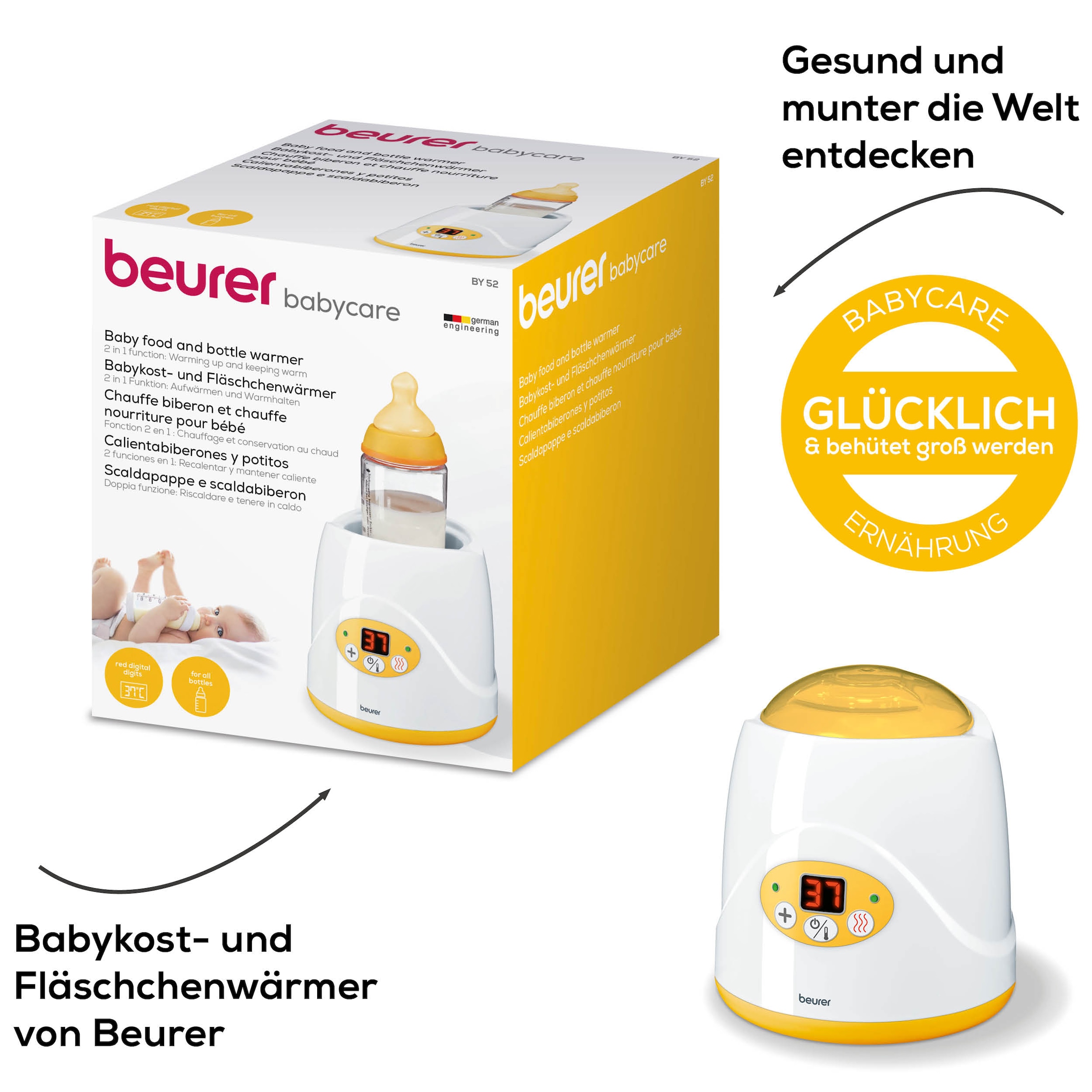 BEURER Babyflaschenwärmer »BY 52 Fläschchenwärmer, 2-in-1: Erwärmen & Warmhalten von Babynahrung«, Geeignet für alle handelsüblichen Fläschchen und Gläschen