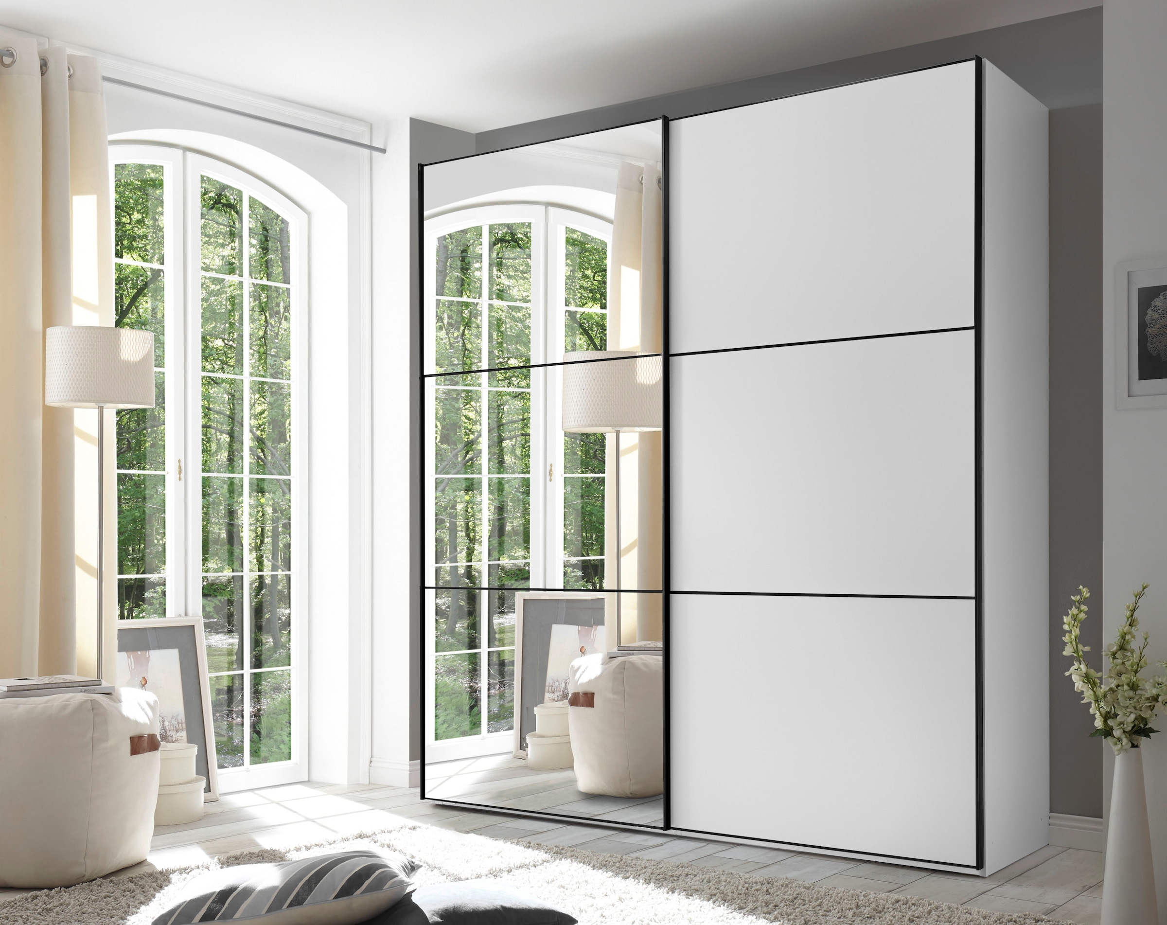 STAUD Schwebetürenschrank »Includo, Made in Germany«, Mit Spiegeltüre und vier verschiedenen Ausstattungsvarianten