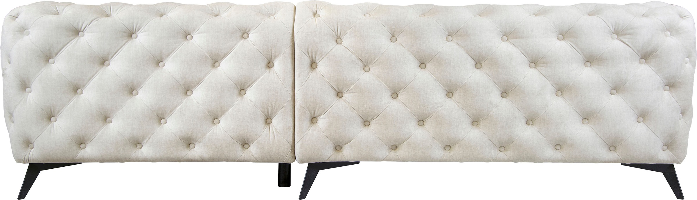 Leonique Chesterfield-Sofa »Ecksofa GLYNIS L-Form mit Wellenunterfederung, Maße B/T/H 264/264/75cm«, aufwändige Knopfheftung, moderne Chesterfield Optik, Fußfarbe wählbar