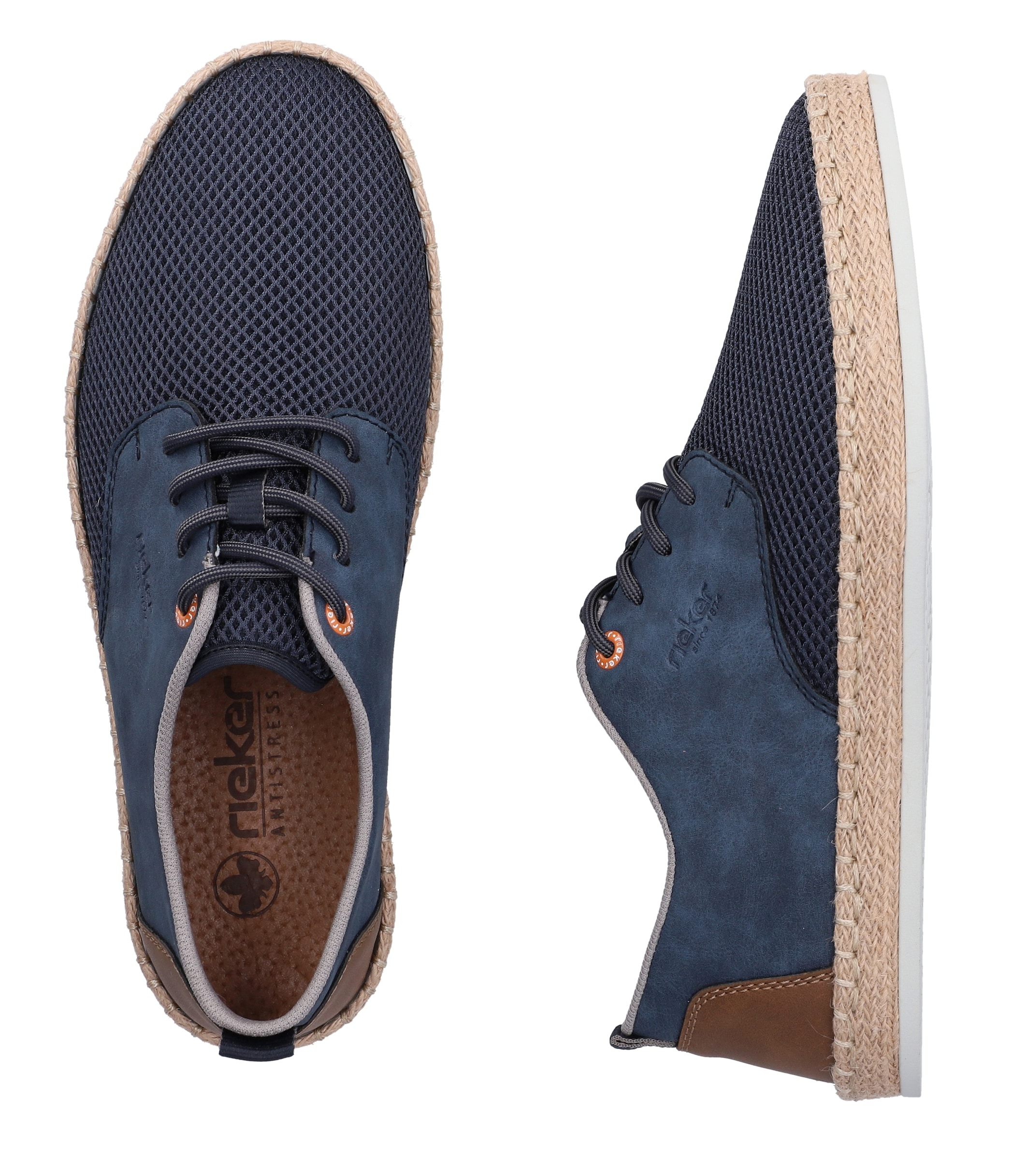 Rieker Schnürschuh  Halbschuh, Sneaker, Schnürer mit Bastumrahmung an der Laufsohle