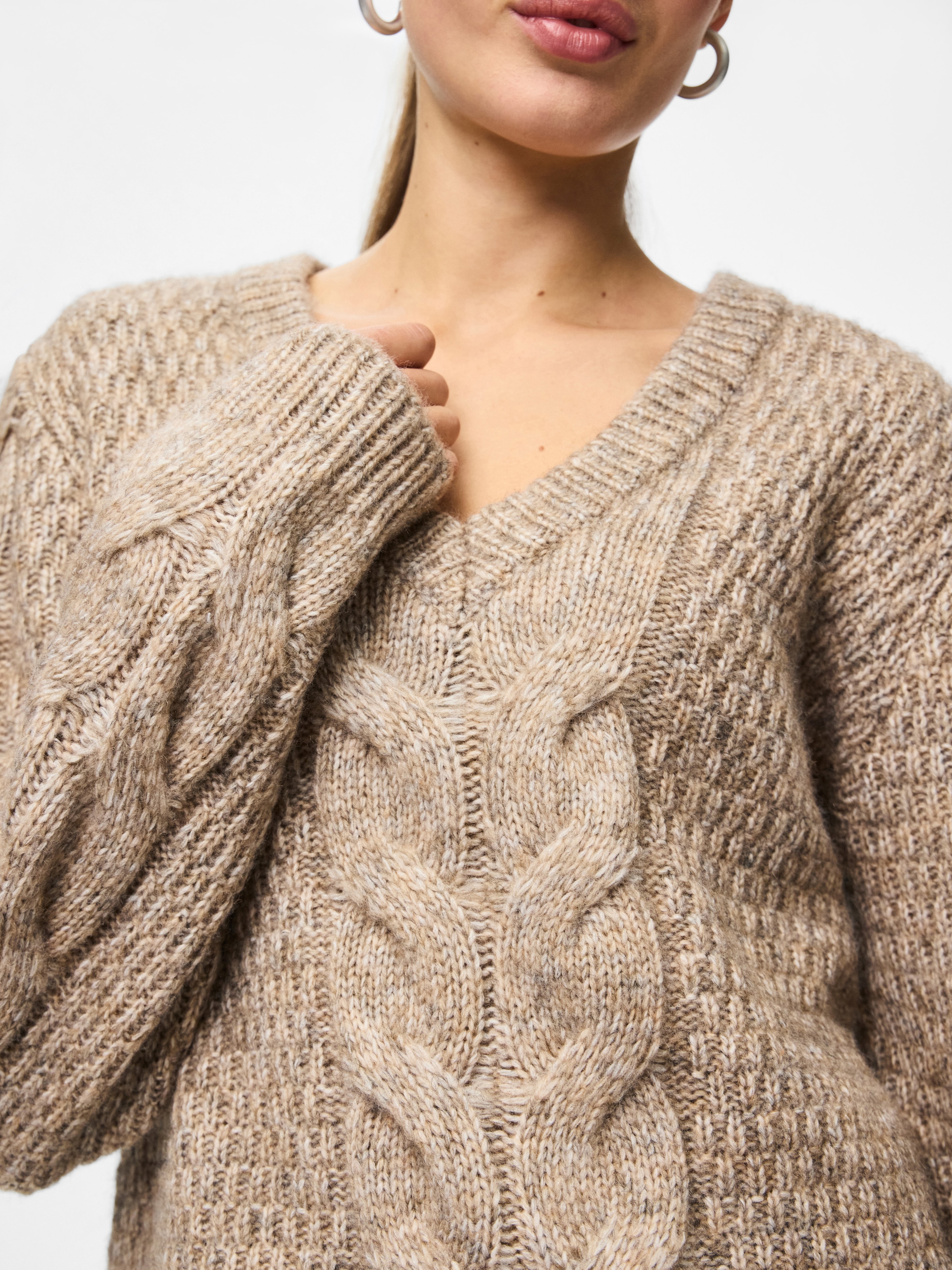 pieces Strickpullover »PCNINA LS V-NECK KNIT NOOS BC«