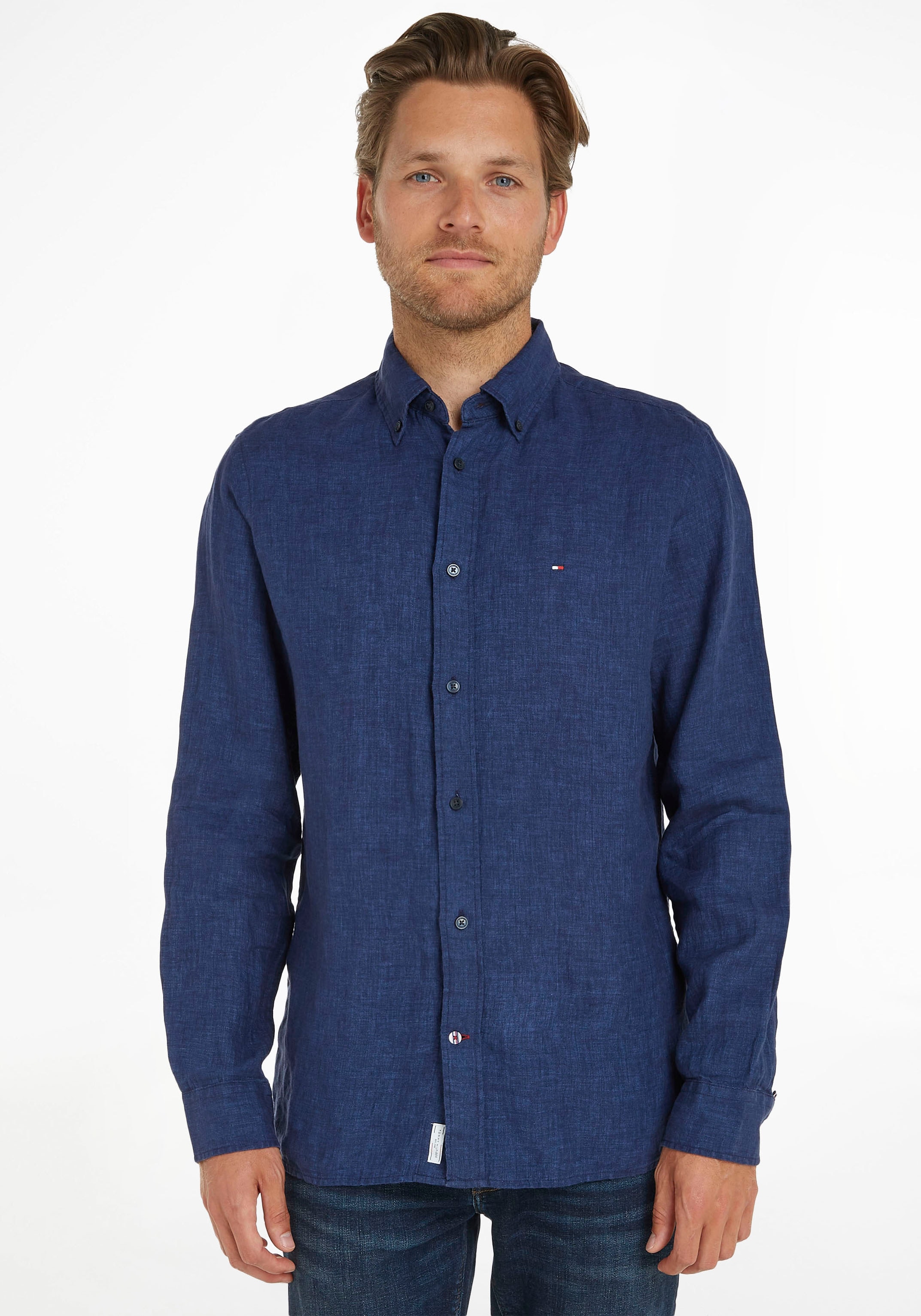 Tommy Hilfiger Langarmhemd »PIGMENT DYED LI SOLID RF SHIRT«, in klassischem  Design online bestellen bei OTTO | Freizeithemden