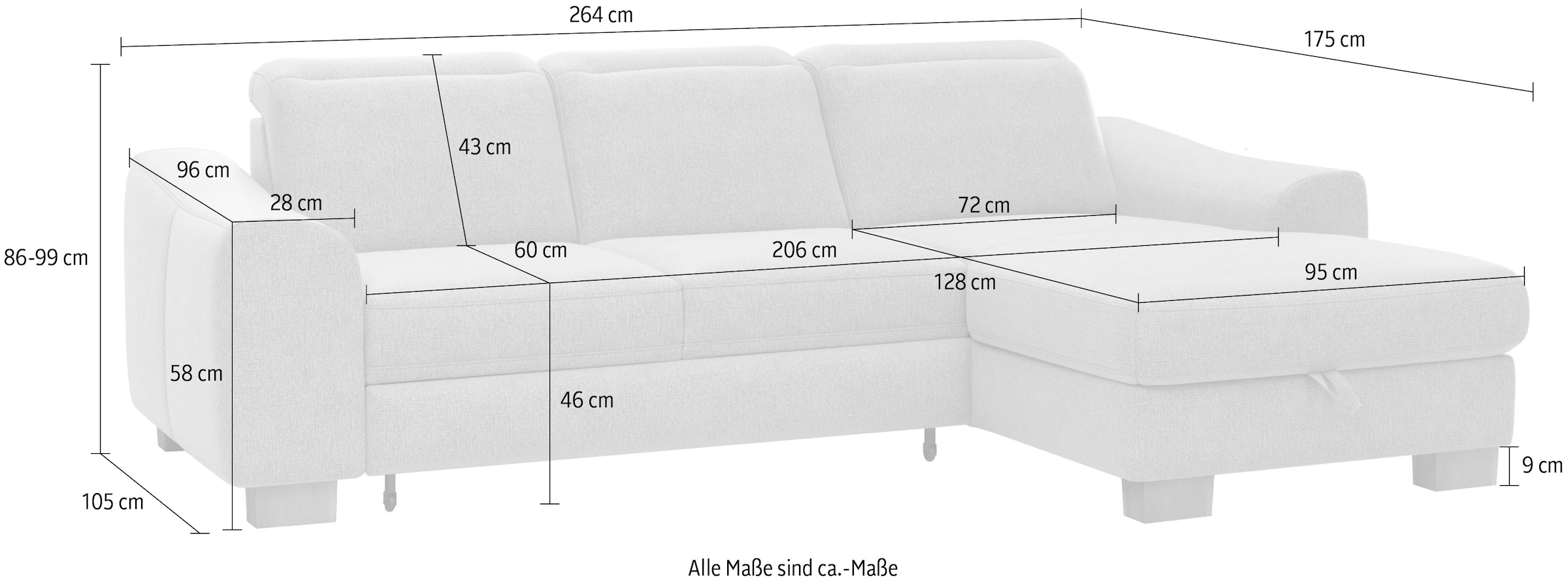 Home affaire Ecksofa »Dundee L-Form« wahlweise mit Kopfteilverstellung und zusätzlich mit Bettfunktion