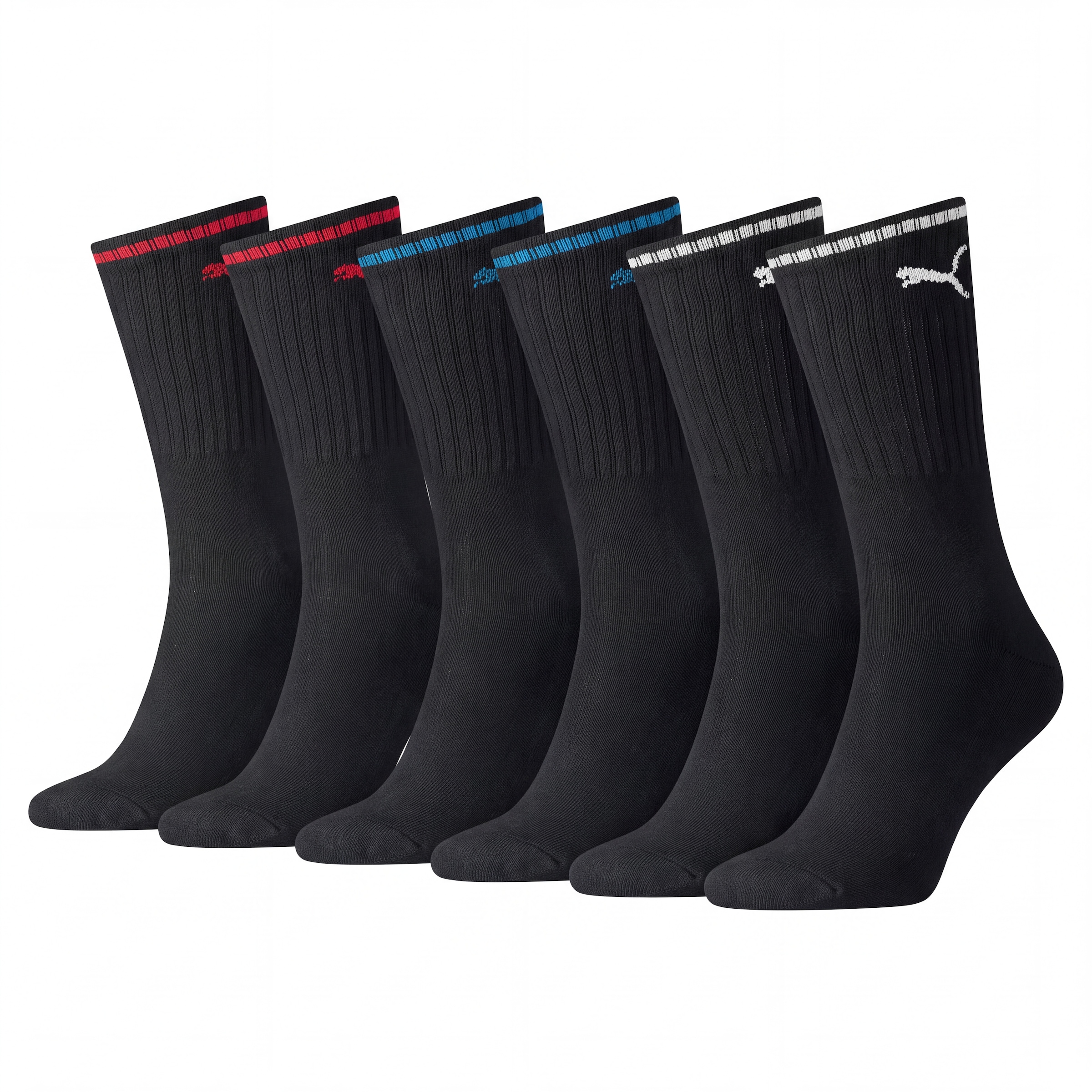 PUMA Socken »PUMA UNISEX STRIPED CREW SOCK 6P« 6 Paar,  Komfort-Bund, Frottee-Polsterung, flache Zehennaht