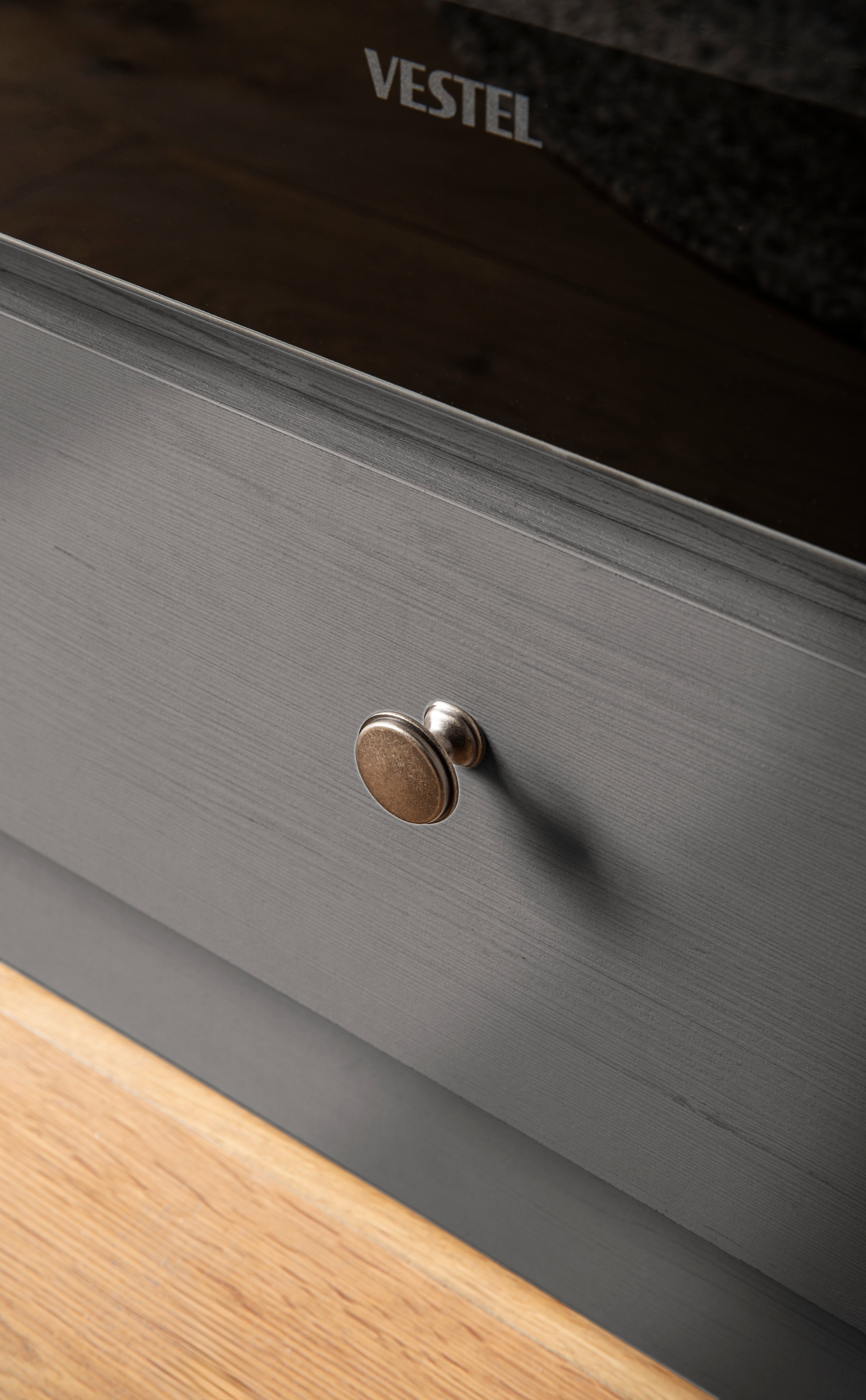 KOCHSTATION Küchenzeile »KS-Westminster, Pantryküche im Landhaus Stil, hochwertige Metallgriffe«, (Set), Breite 194 cm, Kommode, Wandpaneel, Hängeschrank und Herdumbau