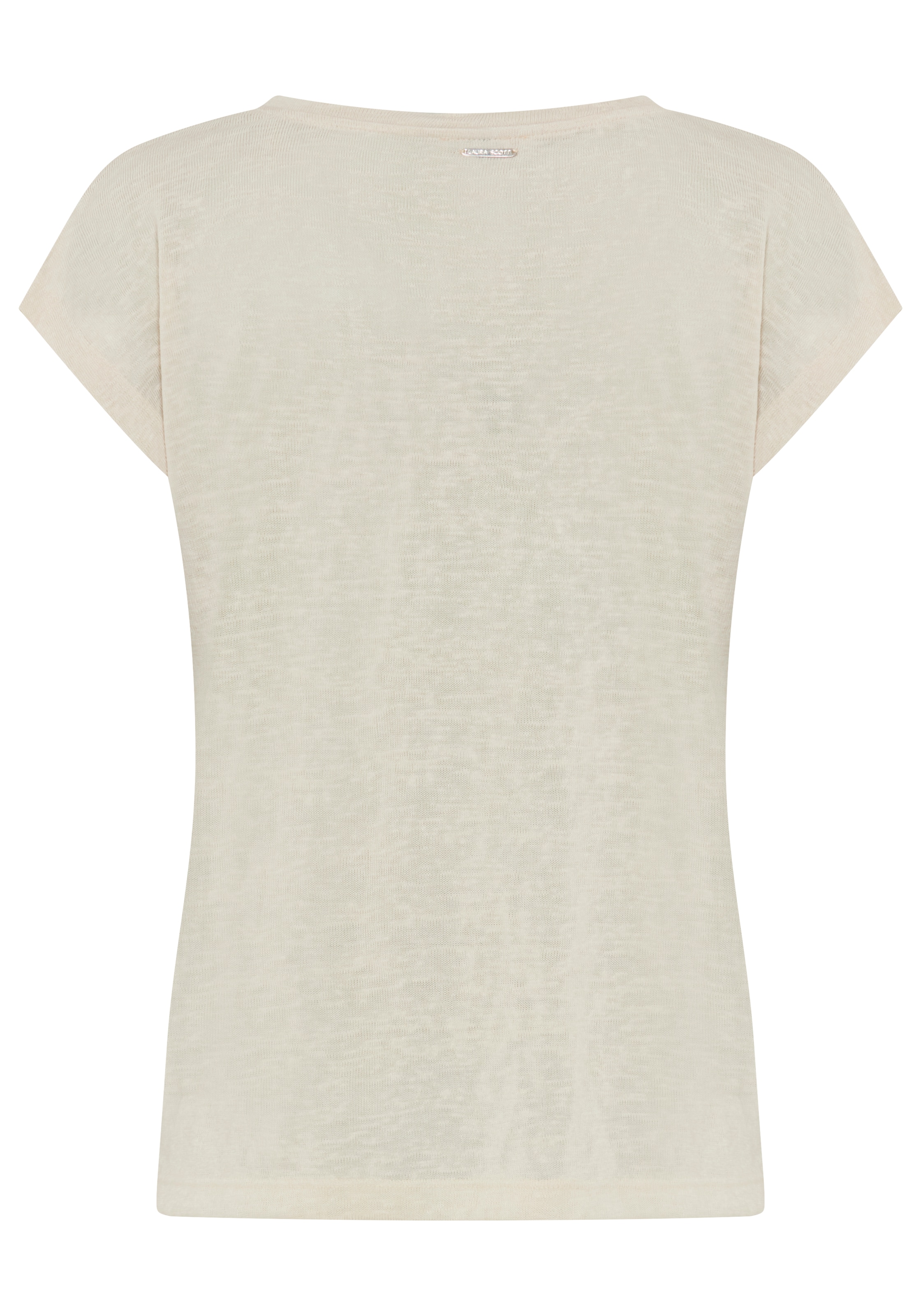 Laura Scott T-Shirt in strukturierter Leinen-Optik mit V-Ausschnitt