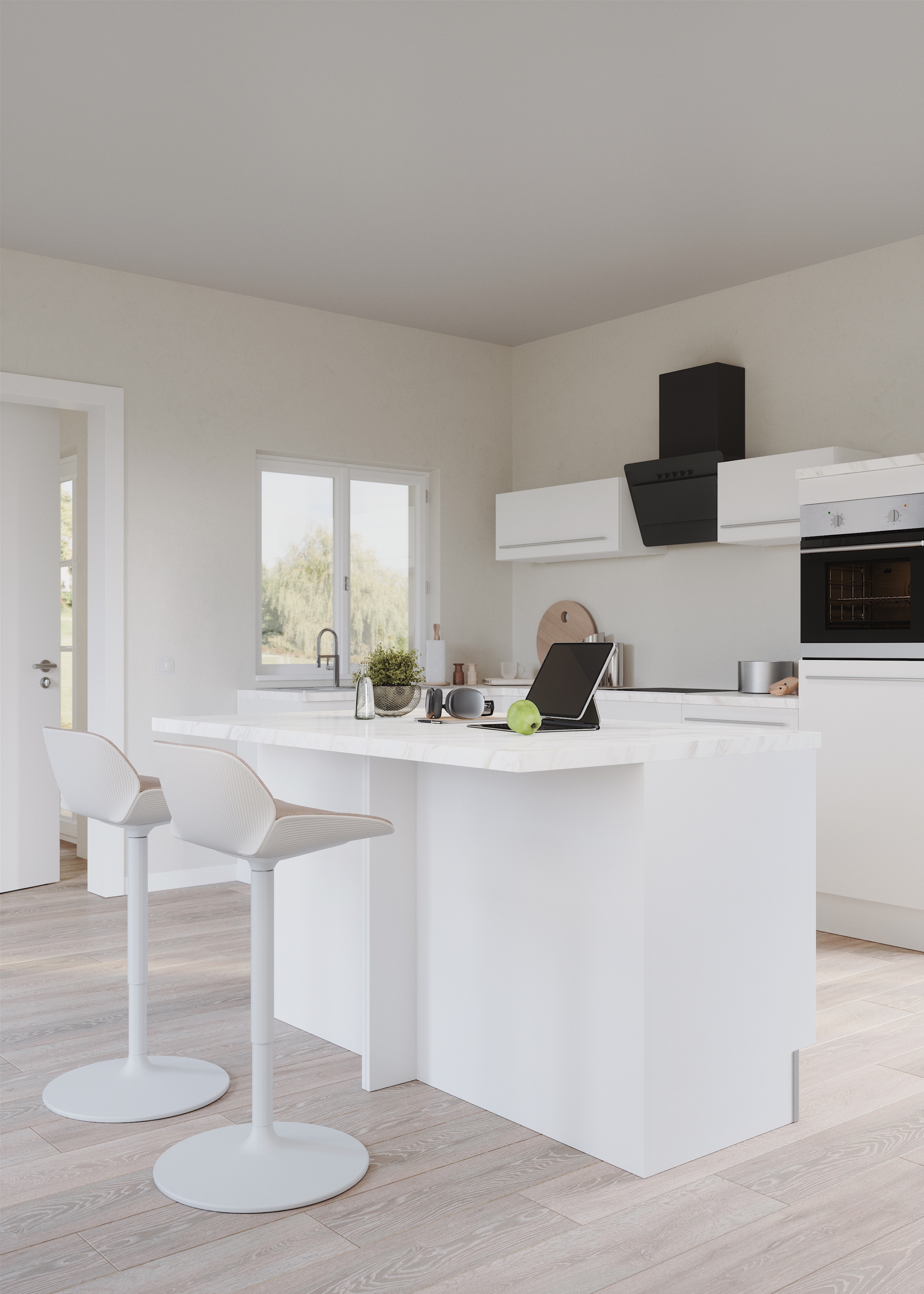 KOCHSTATION Kücheninsel »KS-Bern2«, Stellmaße 161 x 96,5 cm, mit durchgehender Arbeitsplatte als Theke