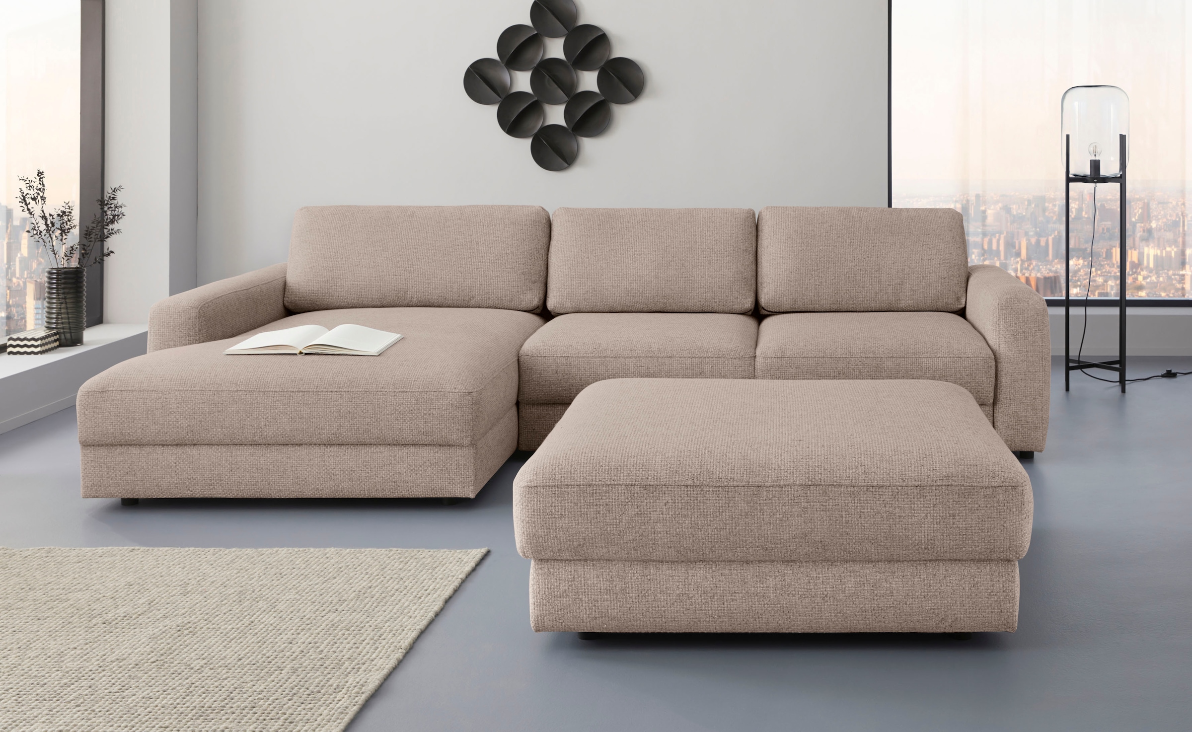 Places of Style Ecksofa »Bloomfield, bequem und elegant, L-Form«, wahlweise mit Bettfunktion und Bettkasten