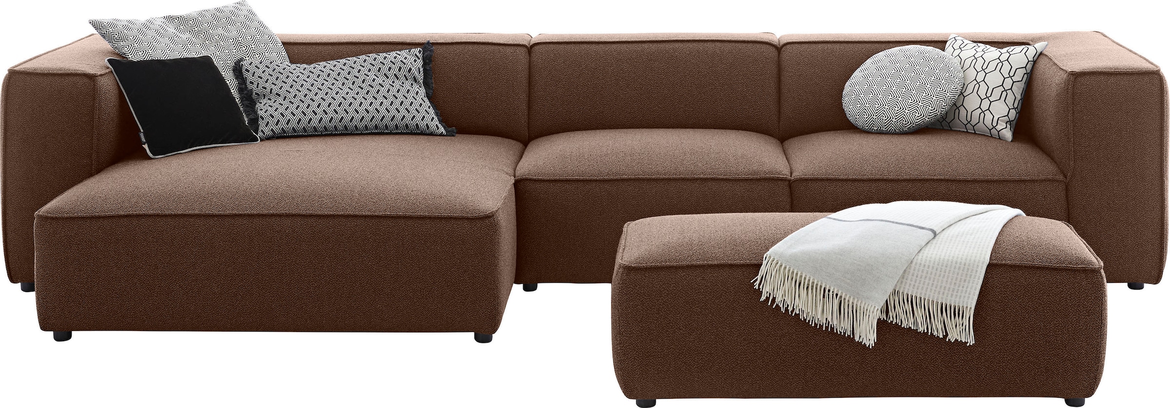 W.SCHILLIG Ecksofa »around-the-block«, mit eleganter Biese, mit Federkern, Breite 341 cm