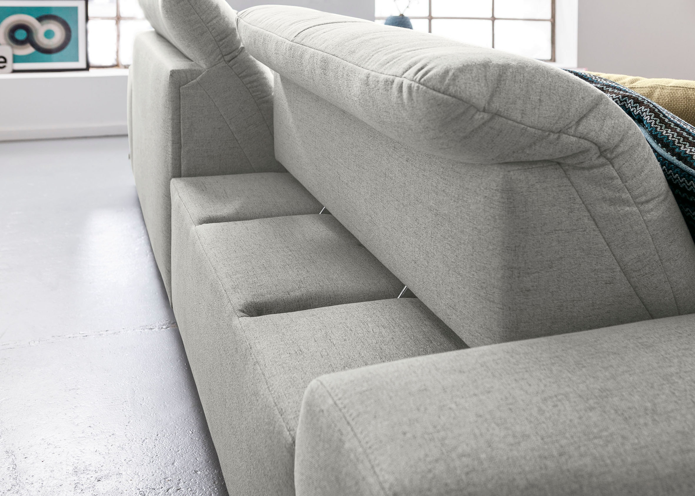 set one by Musterring Ecksofa »SO 1200 inkl. Sitztiefen- & Rückenverstellung für hohen Sitzkomfort,« wahlweise mit Bettfunktion und Stauraum, L-Form, auch in Cord Bezug