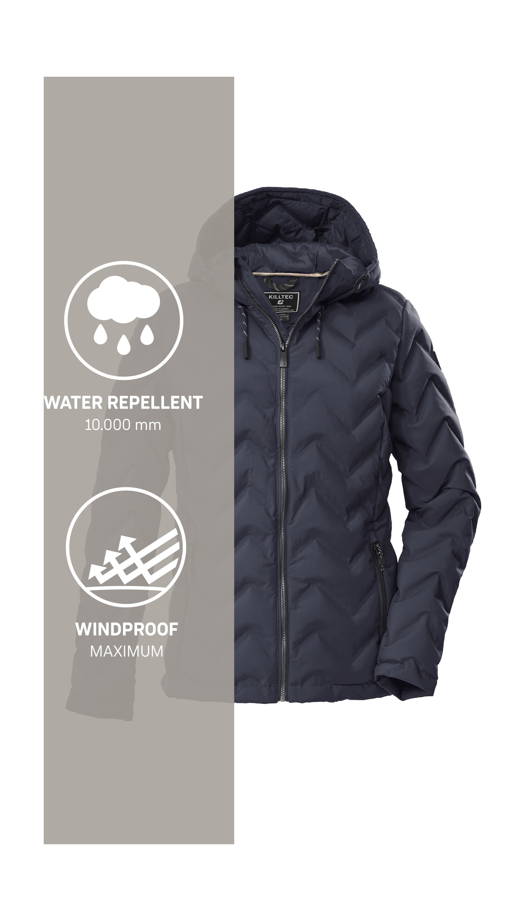 Killtec Steppjacke »KOW 23 WMN QLTD JCKT«, Wasserabweisende Damenjacke mit verstellbarer Kapuze und Taschen