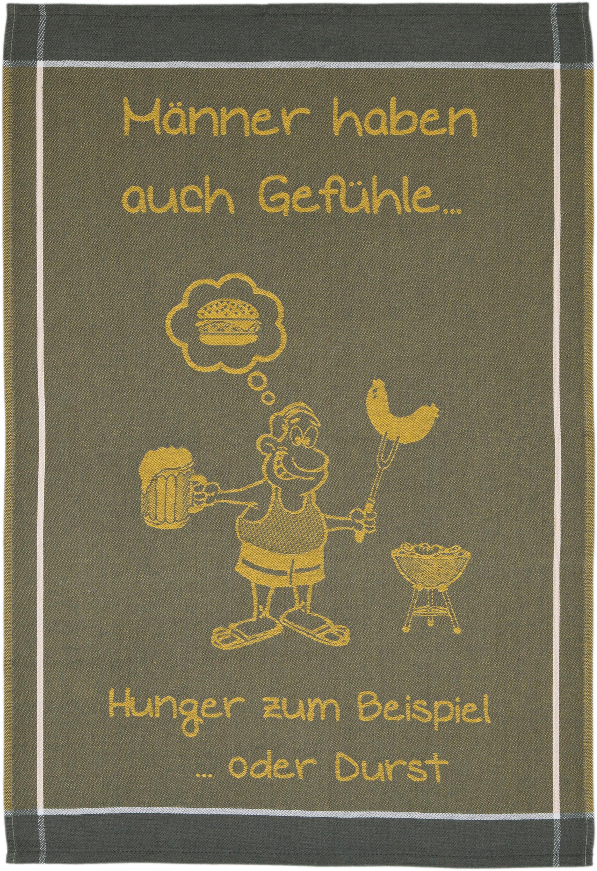 ROSS Geschirrtuch »Männer haben auch Gefühle… Hunger zum Beispiel oder Durst«, (Set, 3 tlg.), Sprüchetuch, aus 100% Baumwolle