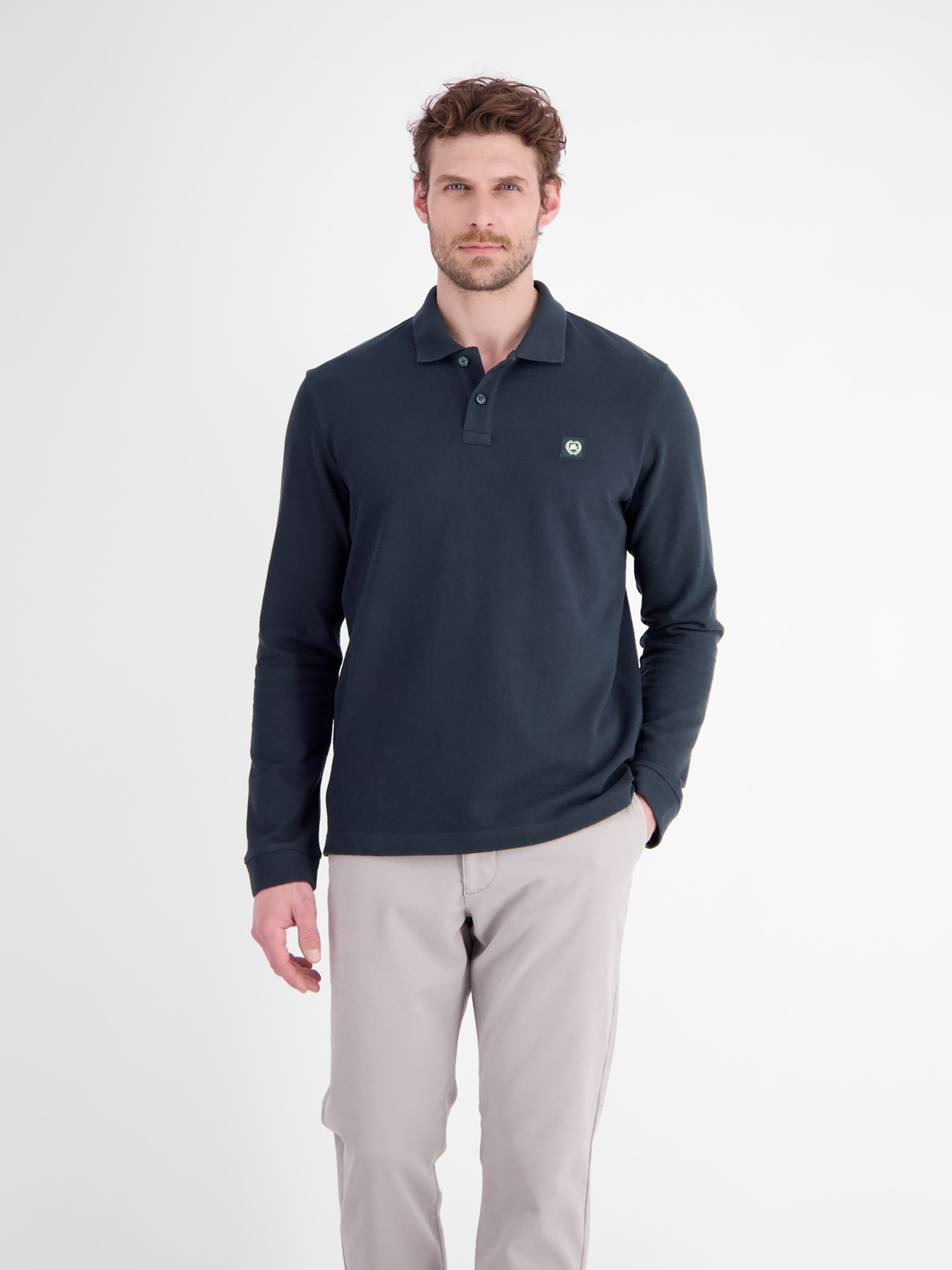 LERROS Langarm-Poloshirt »FELPA« Sweatshirt mit Knopfleiste