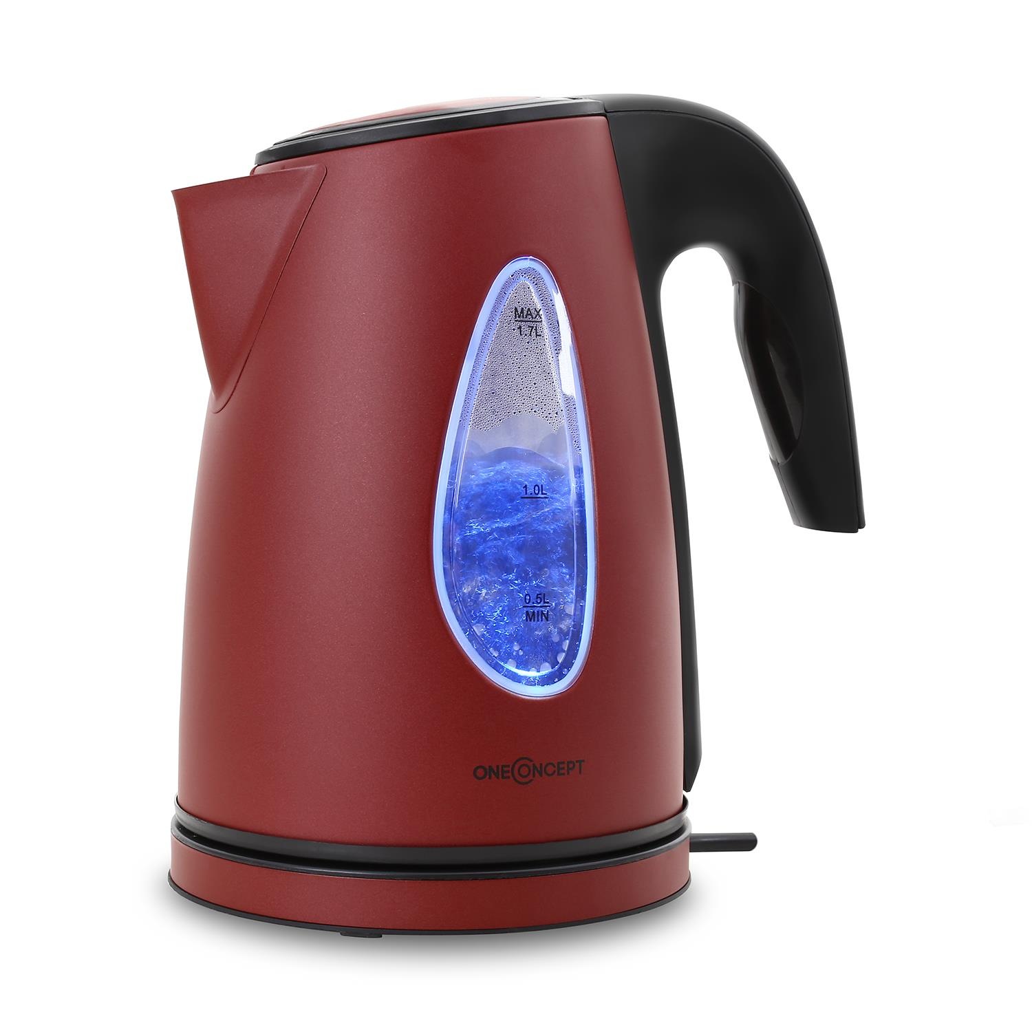 ONECONCEPT Wasserkocher 2200W 1,7l LED-Lichteffekt Cool-Touch rot »SS17«