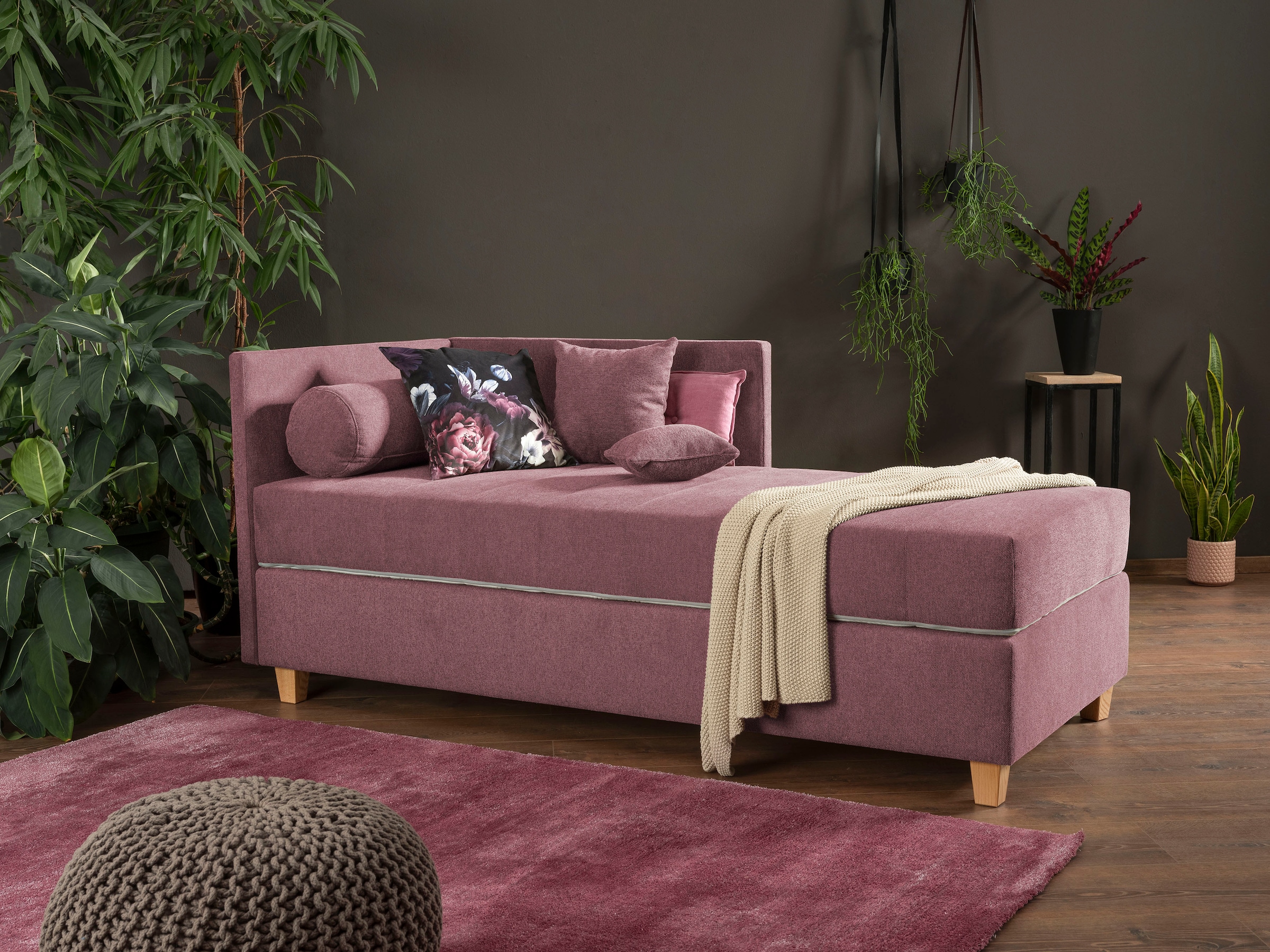 alina Schlafsofa »Kona«, 7-Zonen Taschenfederkernmatratze, Zierkissen-Set und Schlummerrollen