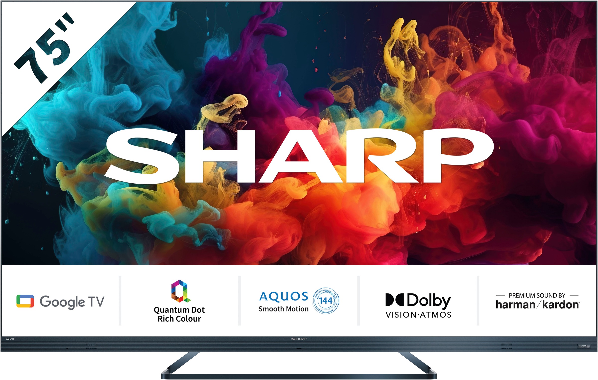 Sharp LED-Fernseher »4T-C75FQx«, 4K Ultra HD, Google TV, Quantum Dot, QLED, Dolby Atmos, Dolby Vision, HDMI 2.1 mit eARC