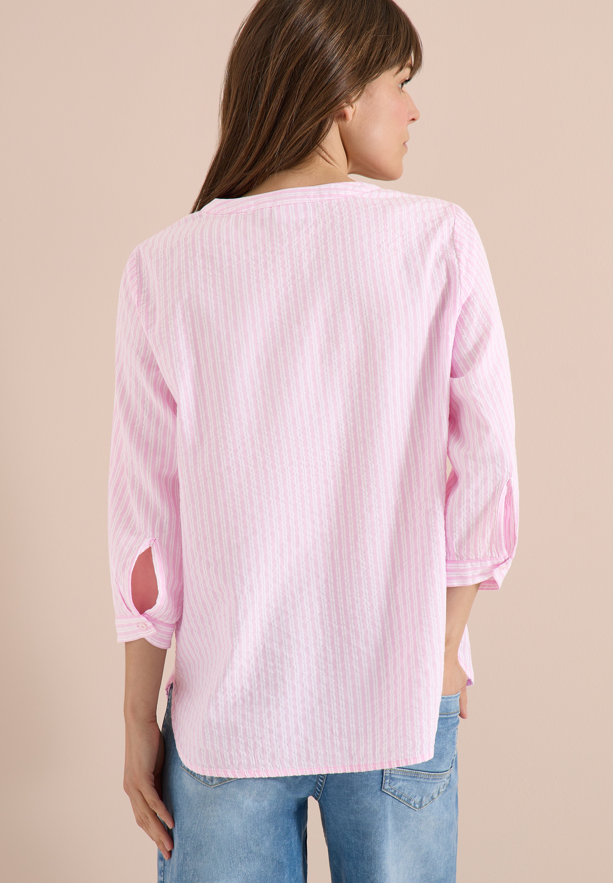 Cecil Hemdbluse 3/4-Arm Sommerbluse mit Turn-Up und Streifenmuster