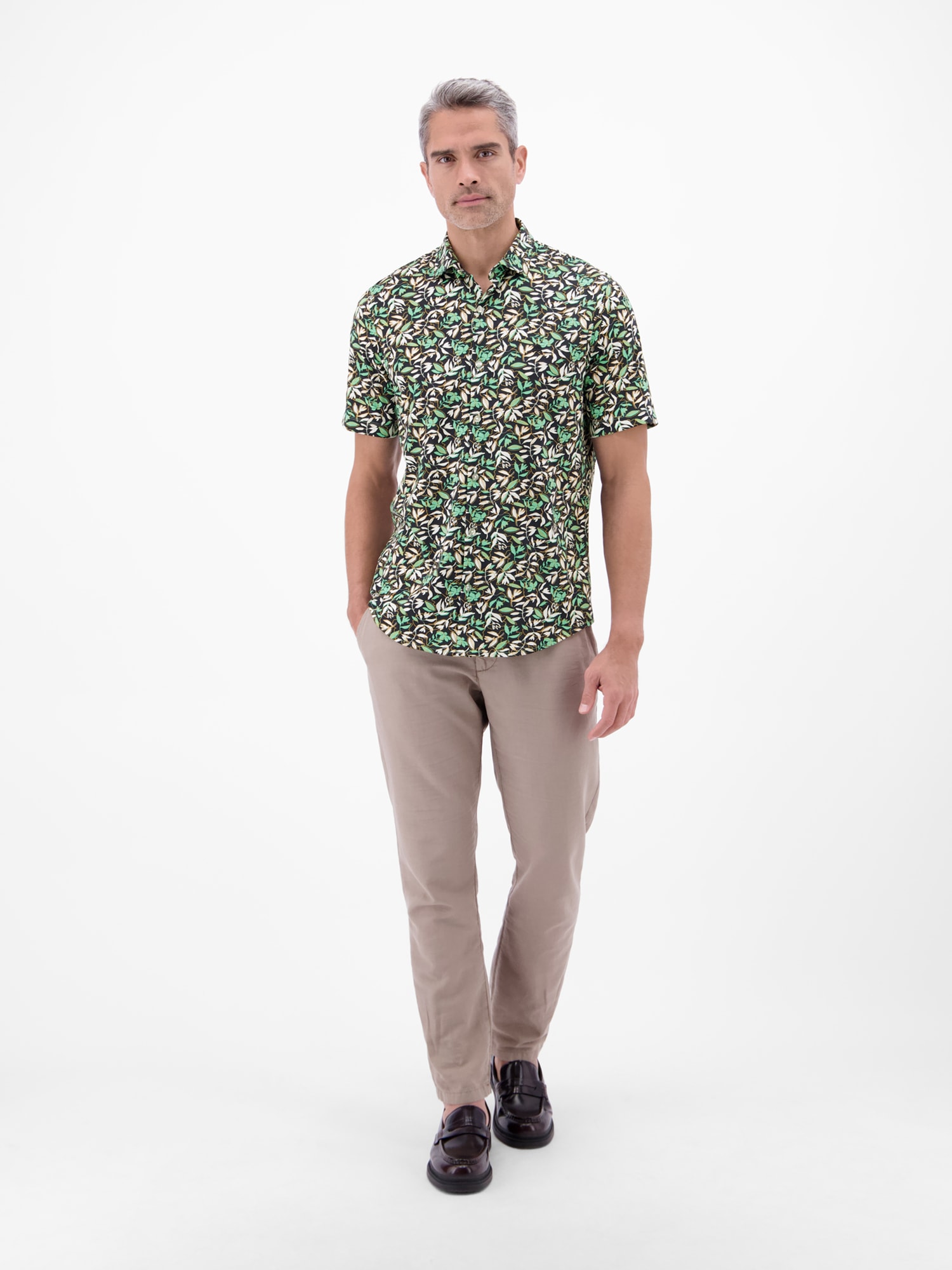 LERROS Kurzarmhemd »1/2 Hemd aus 100 % Baumwolle, floral bedruckt«