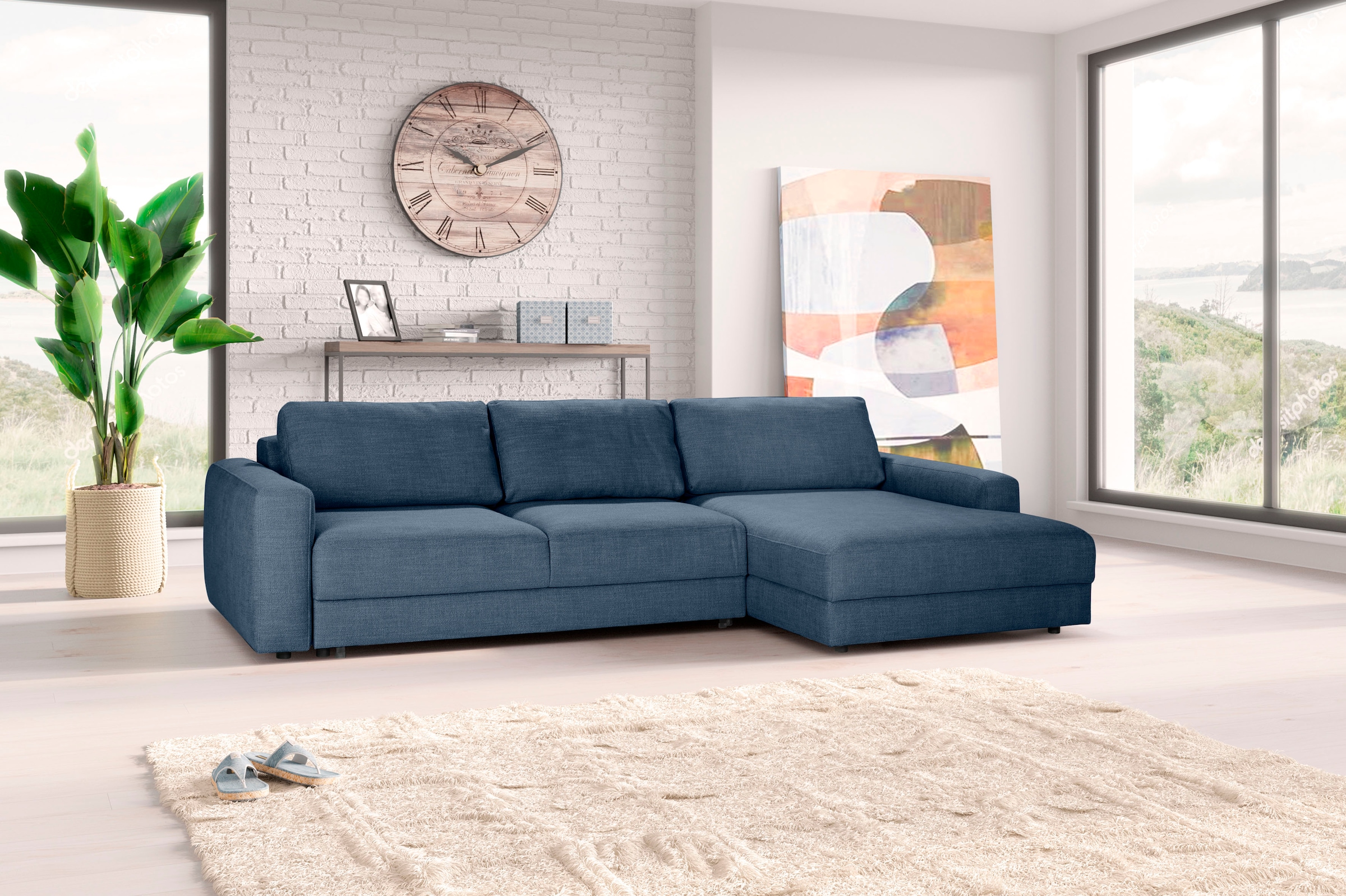TRENDMANUFAKTUR Ecksofa »Bourbon II, hoher Sitzkomfort, extrabreite Recamiere für Relaxkomfort«, wahlweise mit Bettfunktion und Bettkasten, zeitlos und elegant, L-Form