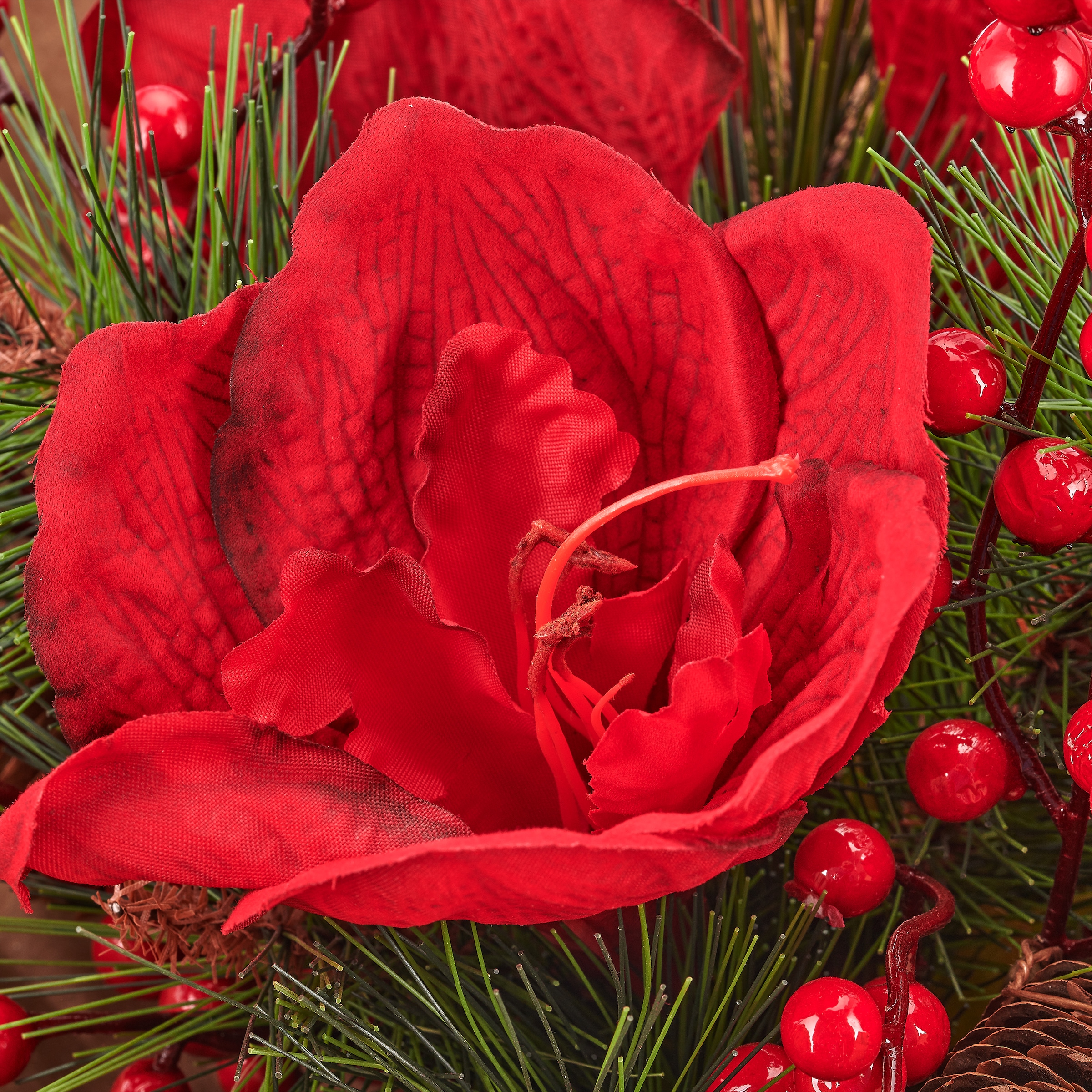 OTTO home Winterliche Kunstpflanze »Strauß mit Amaryllis« mit Papiermanschette