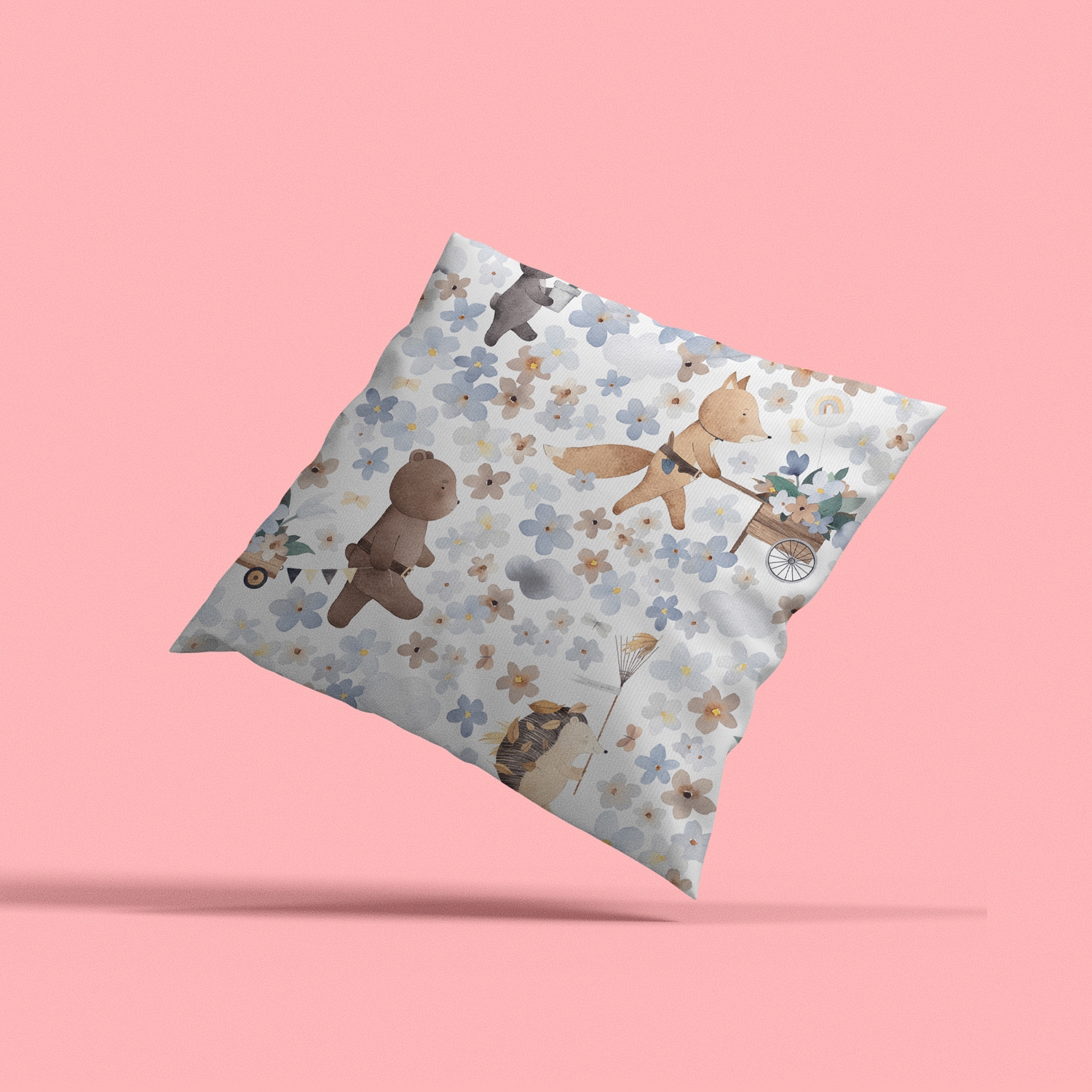 queence Dekokissen »Wildtiere und Blumenwiese«, Kissenhülle mit HD Premium Druck, geruchsneutral, 40x40cm