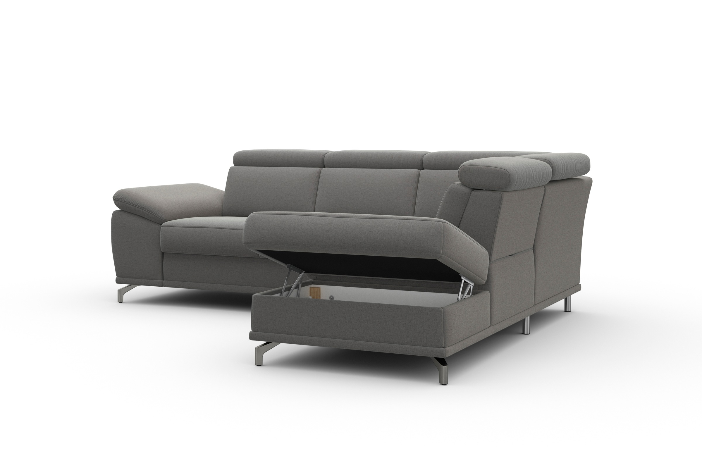 sit&more Ecksofa »Cabrio L-Form, mit Sitztiefenverstellung, Arm- und Kopfteilverstellung«, 3 Nierenkissen, Federkern, optional Bettfunktion und Stauraum