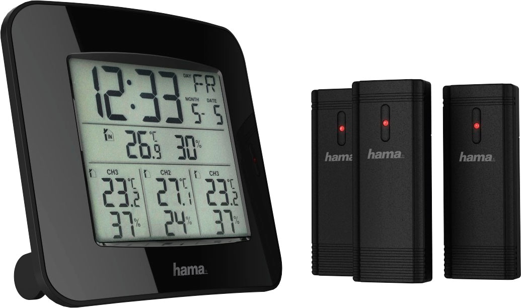 Hama Wetterstation »Wetterstation "EWS-Trio", mit drei Sensoren, Schwarz Mit 3 Sensoren«
