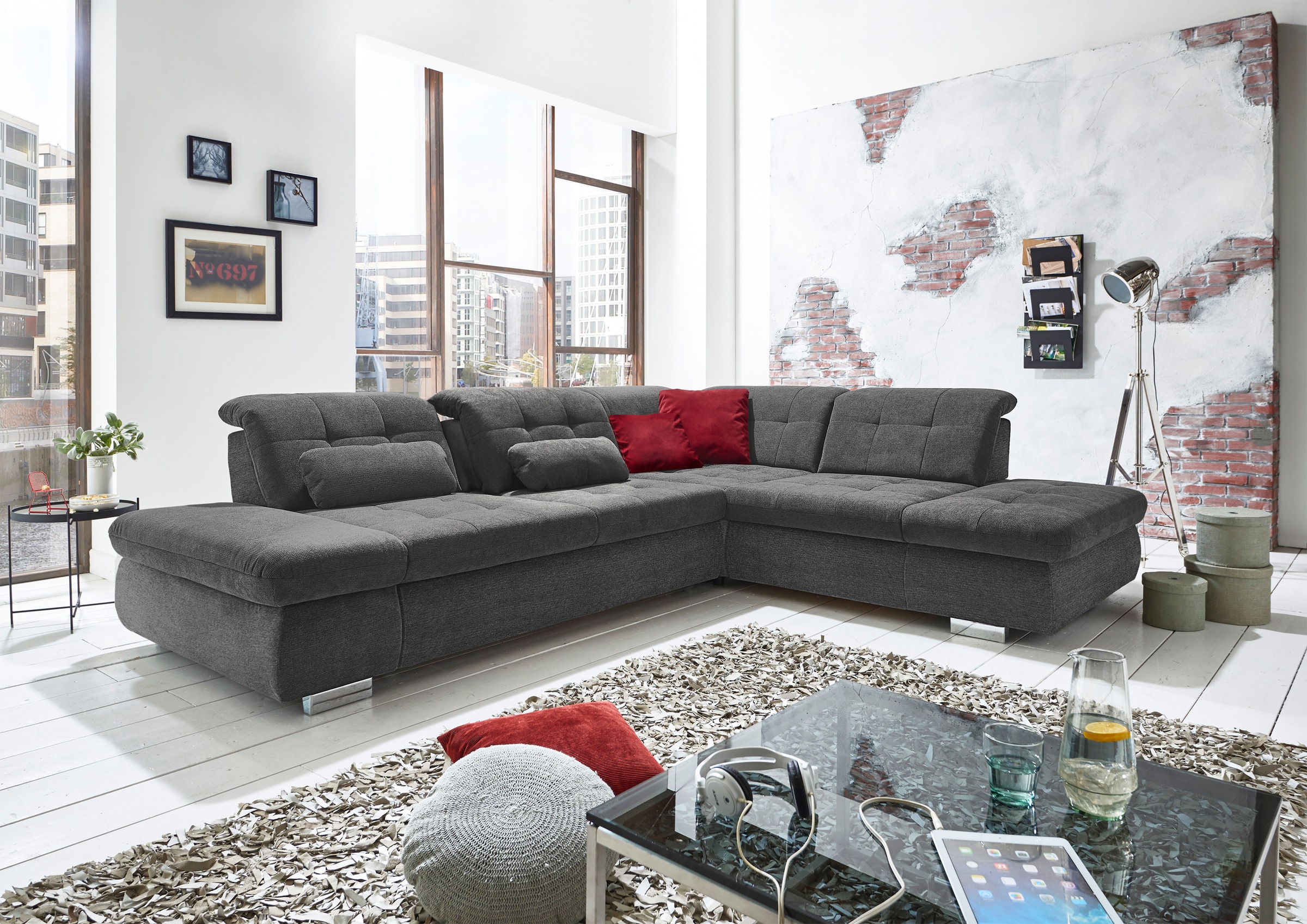 Die PlanBar Ecksofa »MP-IN17004 L-Form, Breite 323 cm, wahlweise weitere Funktionen« Kaltschaumpolsterung, inkl. Sitztiefenverstellung