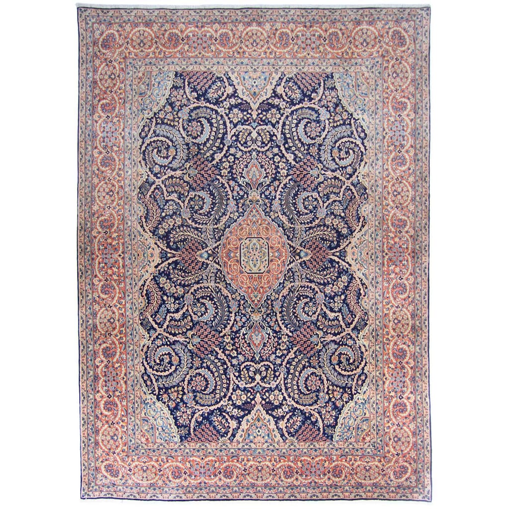 morgenland Wollteppich »Rafsanjan Medaillon Blu scuro 350 x 251 cm«, rechteckig