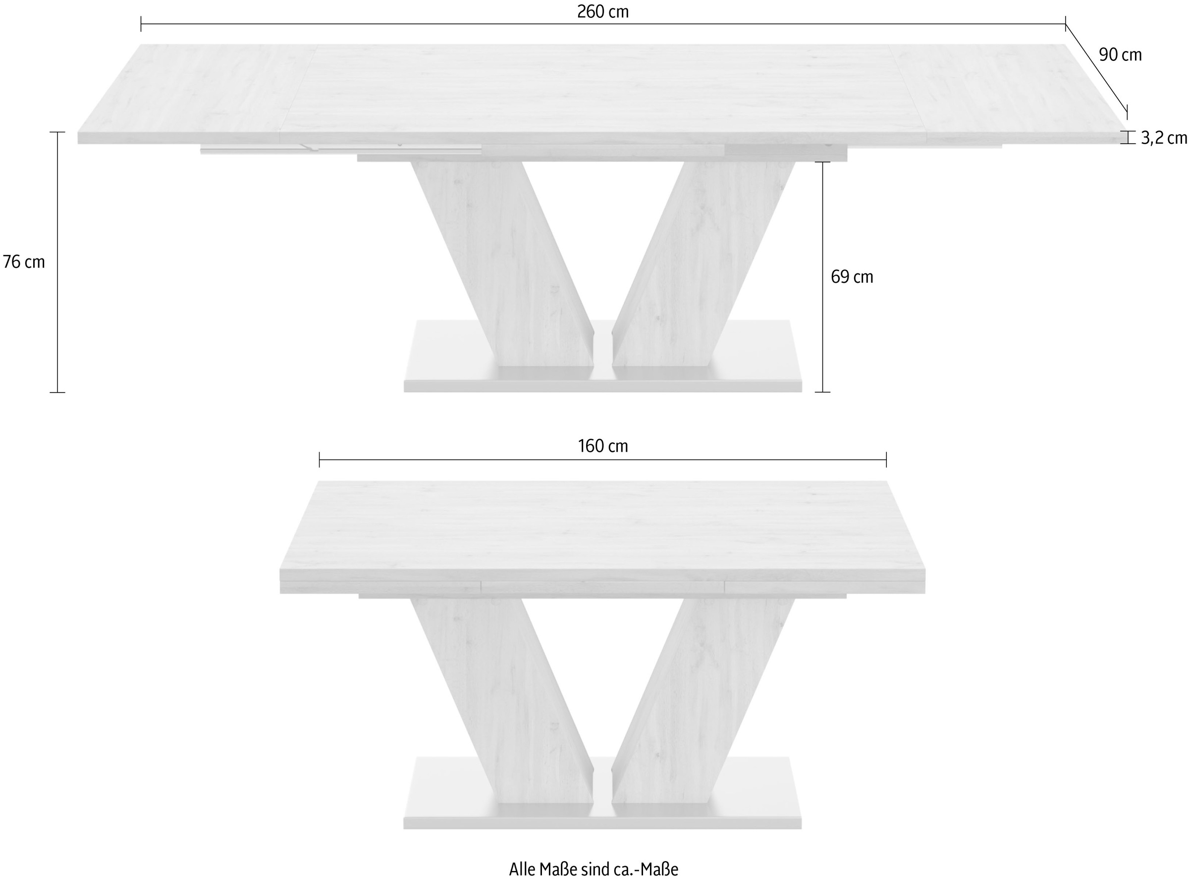 online in mit Breite V-Gestell D«, Mäusbacher kaufen mit 160-260 Auszugsfunktion, cm und »Komfort Esstisch graphit