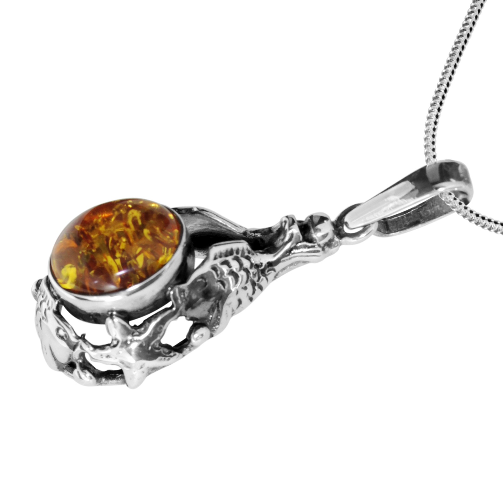 OSTSEE-SCHMUCK Kette mit Anhänger »- Fischland 34x14 mm - Silber 925/000 - Bernstein«