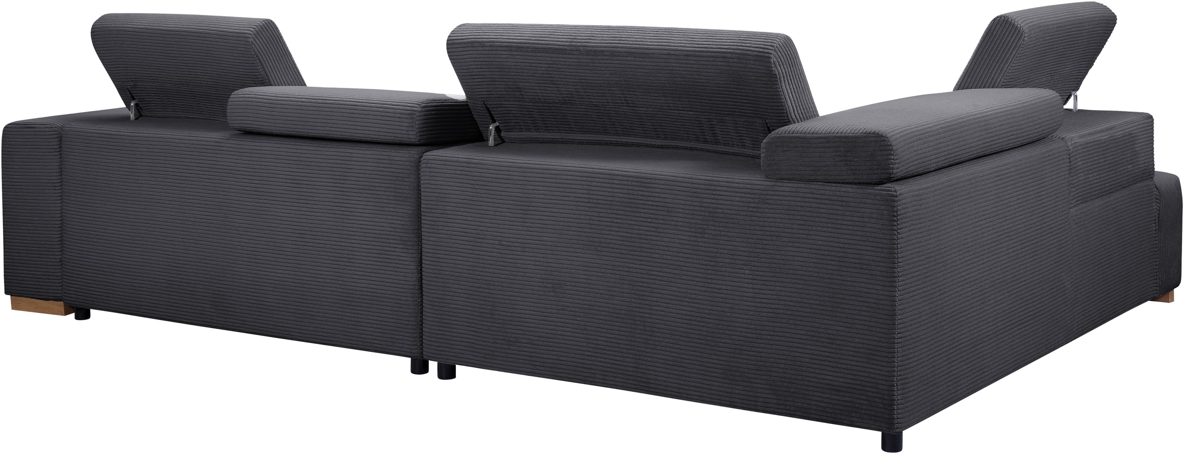 exxpo - sofa fashion Ecksofa »Elianos, hoher Sitzkomfort, aufwendige Kreuzsteppung im Sitz, L-Form«, Kopfteile & Sitztiefe verstellbar, ohne Bettfunktion, Cord, antrazit
